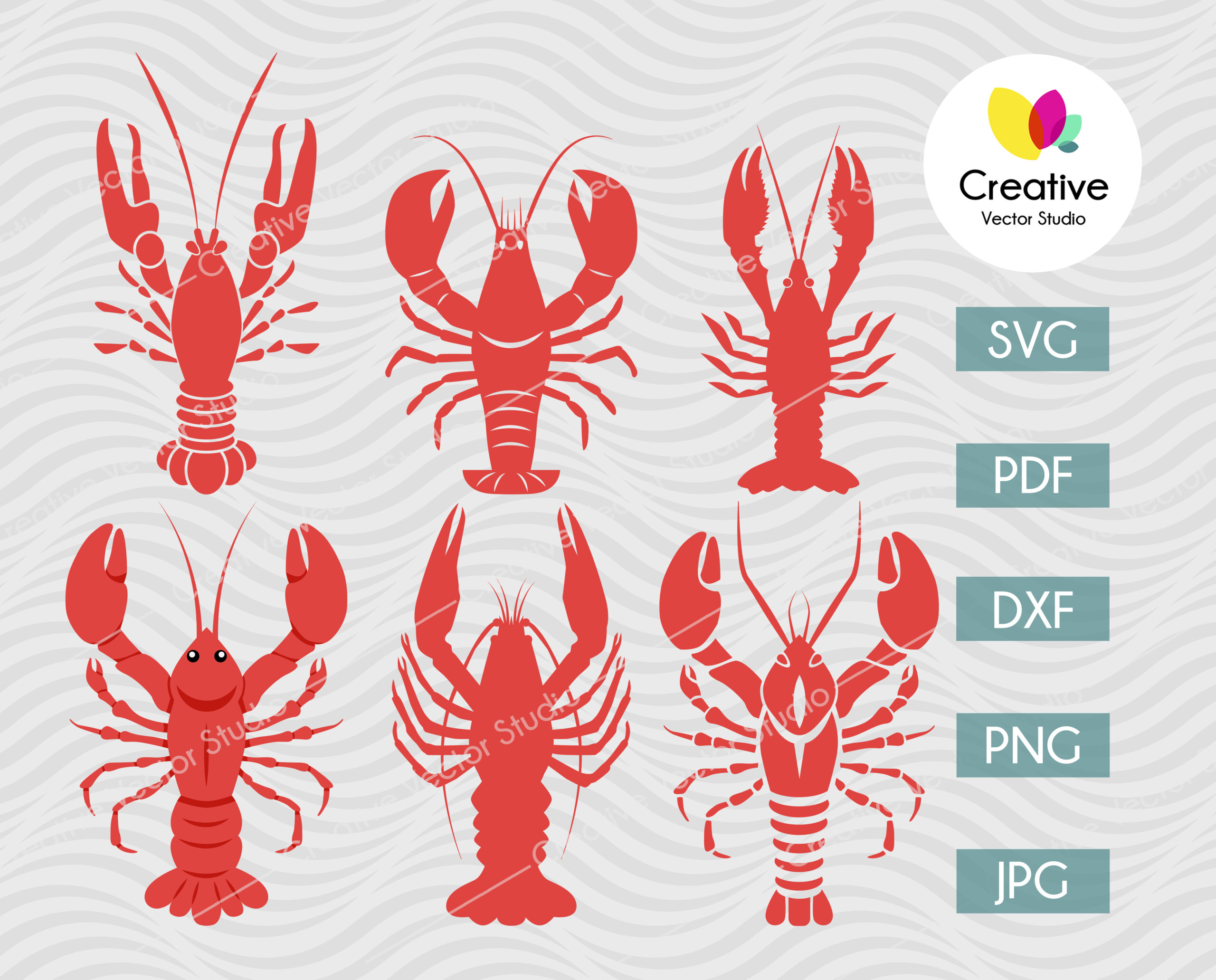 Crawfish SVG Bundle Cut File Creative Vector Studio
