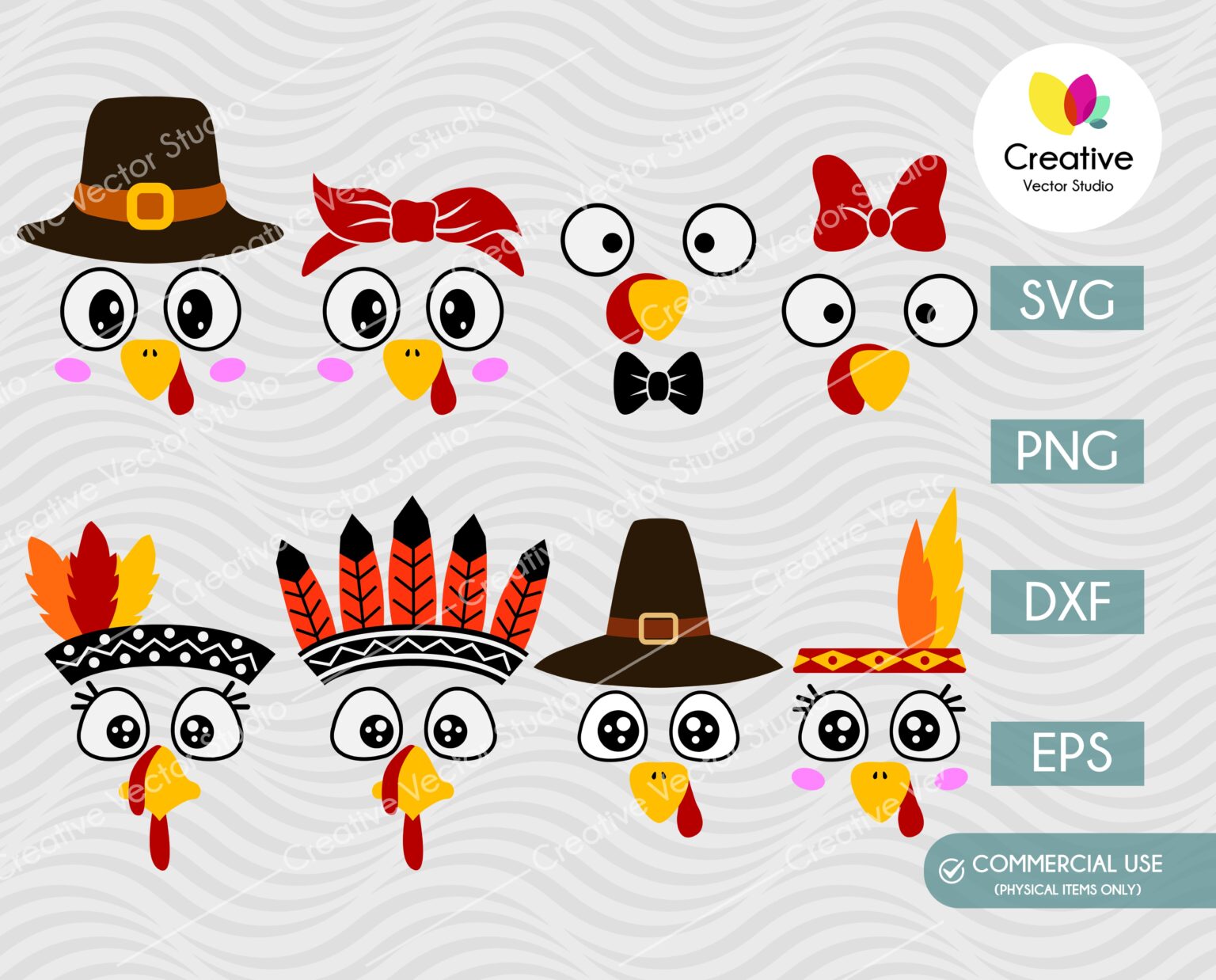 8 Turkey Face SVG Bundle Creative Vector Studio