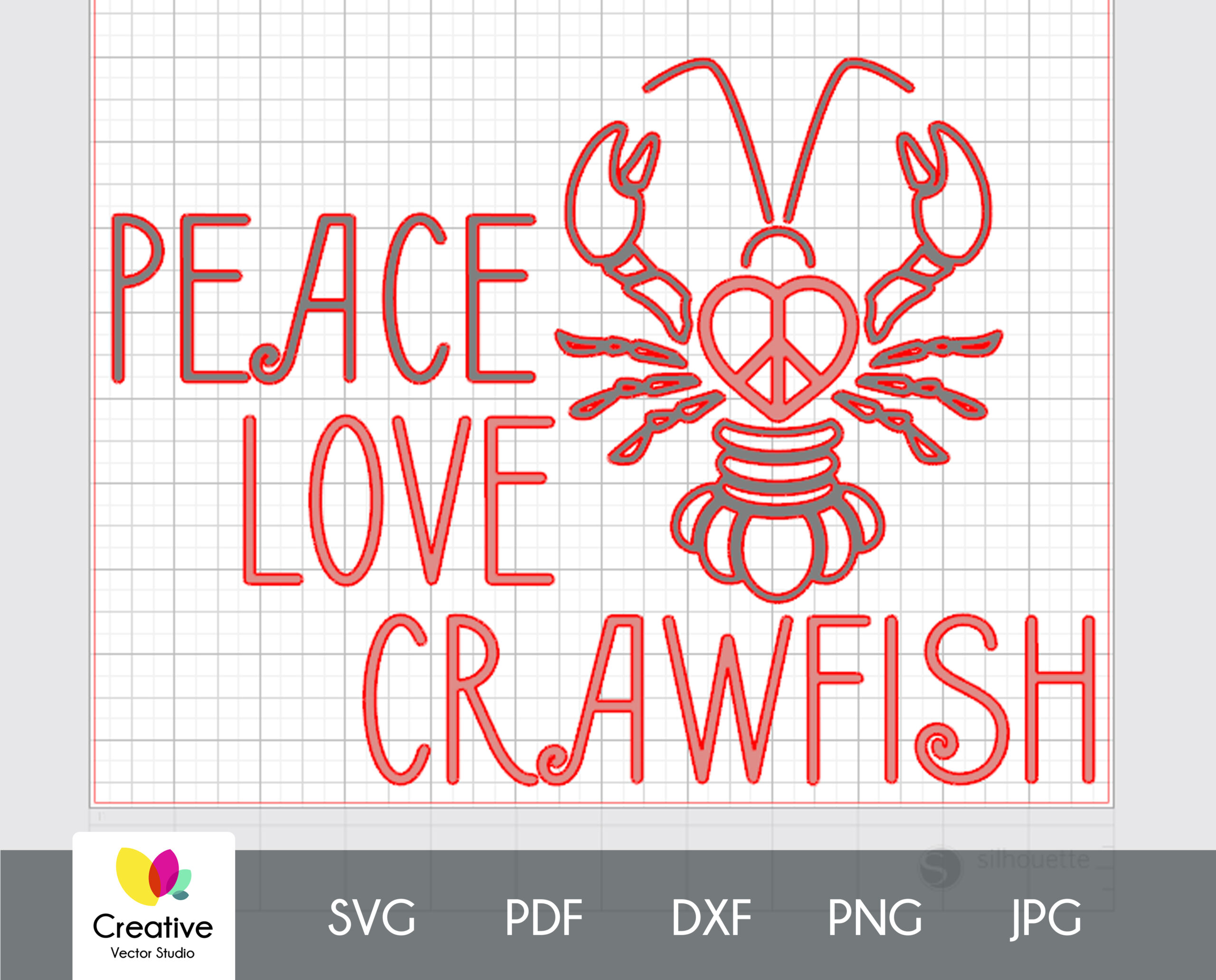 Peace Love Crawfish svg quotes, dxf, Crawfish lovers t ...