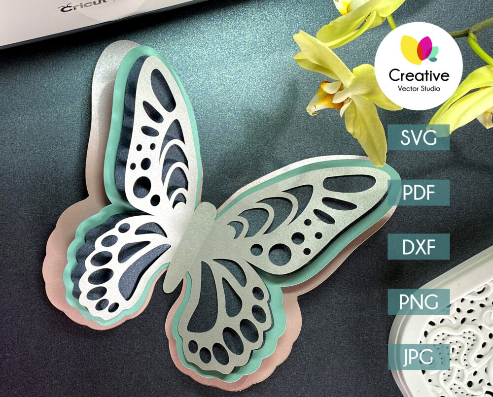 3D Butterfly SVG #8 Template | Creative Vector Studio