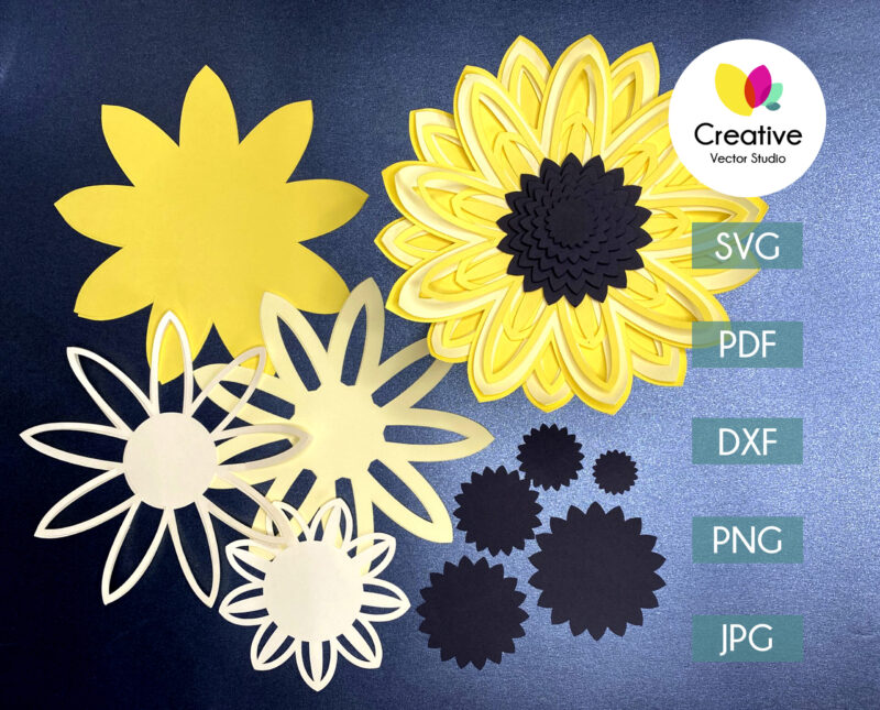 Download Sunflower SVG, DIY Paper Sunflower Craft Template, 3D ...