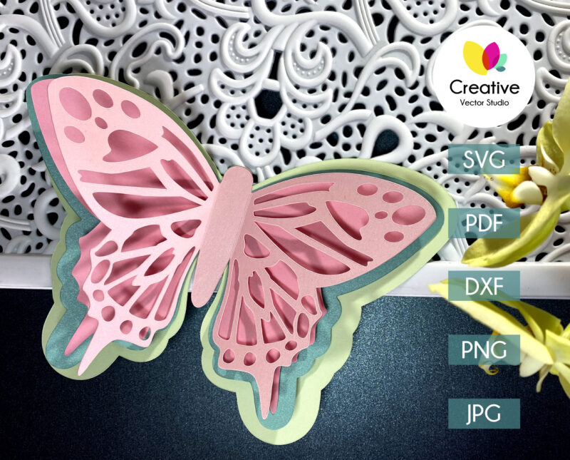 3D Paper Butterfly svg cutting template for Cricut, Silhouette