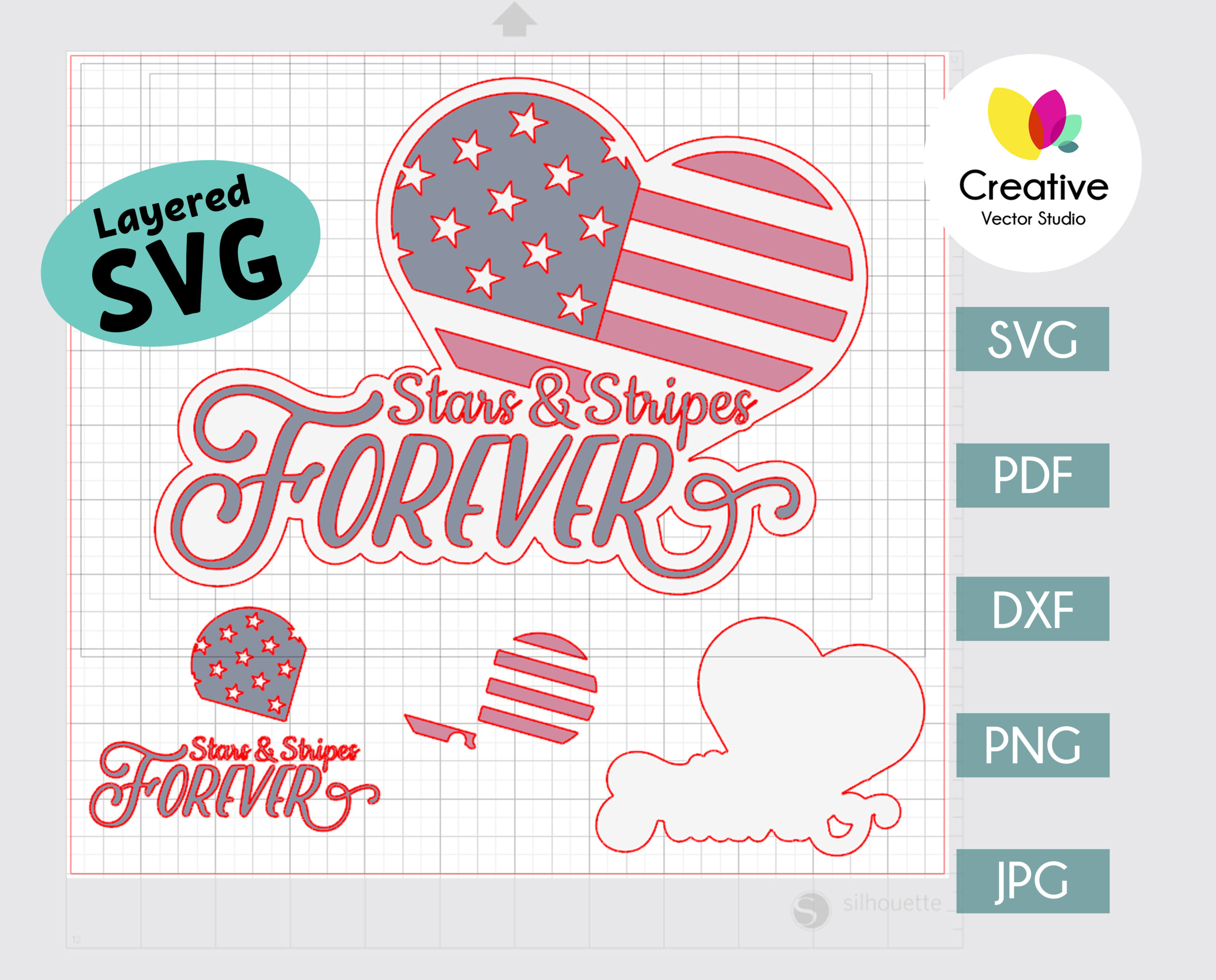 Stars and Stripes Forever Patriotic SVG Cut File