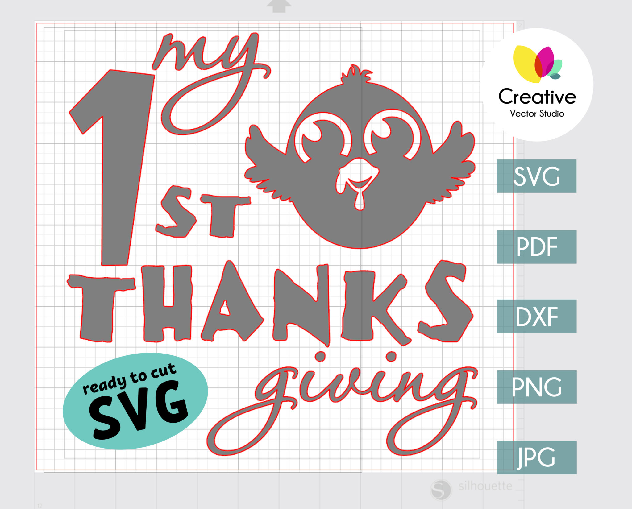 1st Thanksgiving SVG Baby Onesie Design - Creative Vector Studio