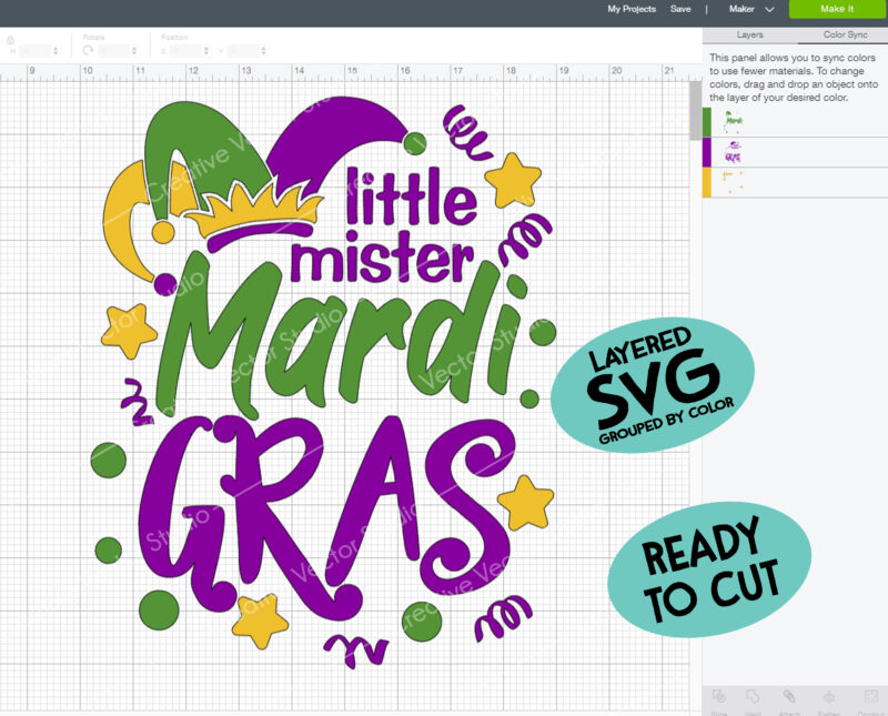 Little Mister Mardi Gras Cut File for Silhouette, Cricut