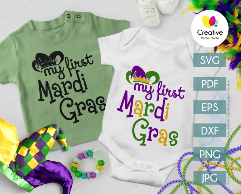 Mardi Gras Baby Onesie svg design