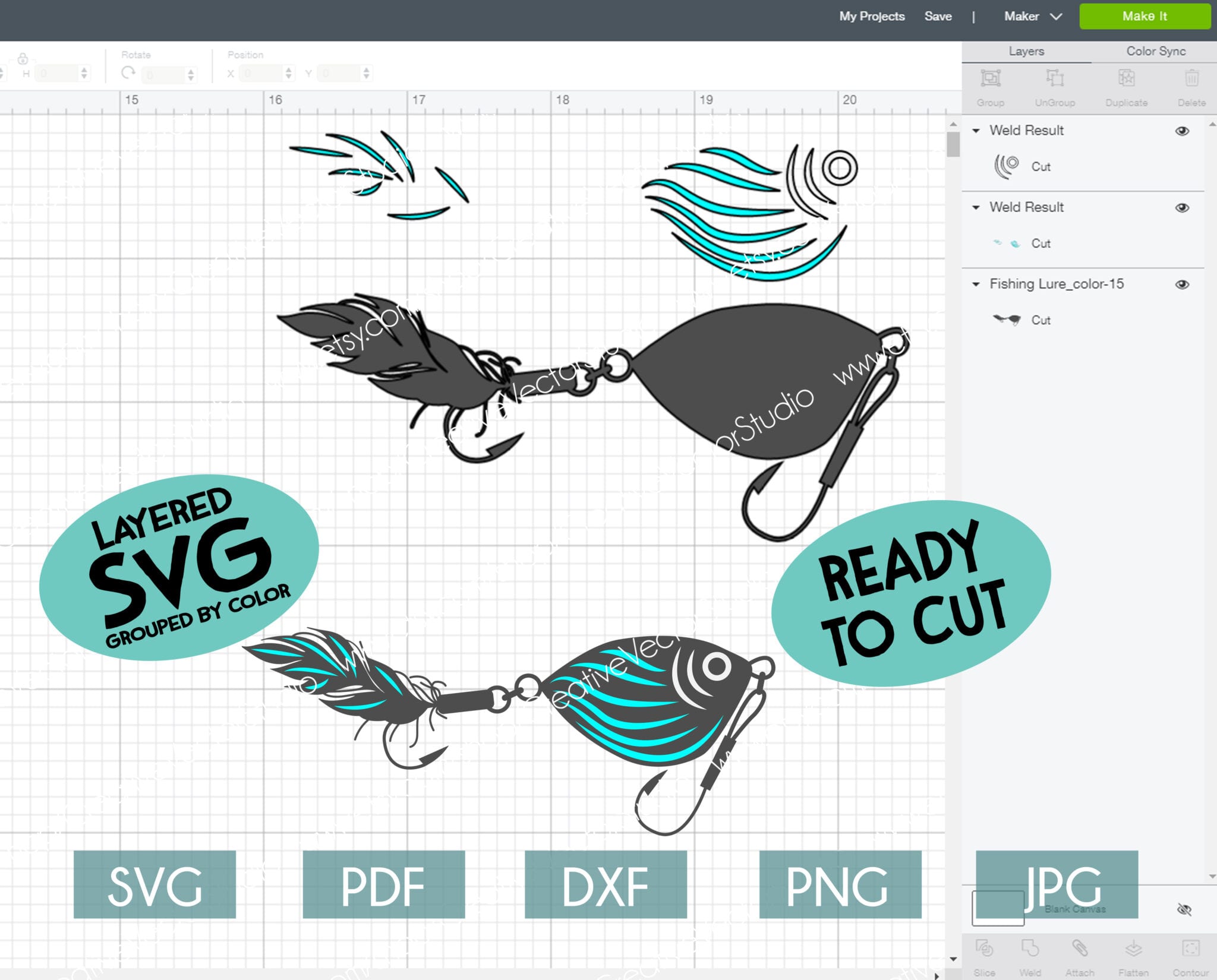Download Vector Set of Colorful Fishing Lures svg, Different ...