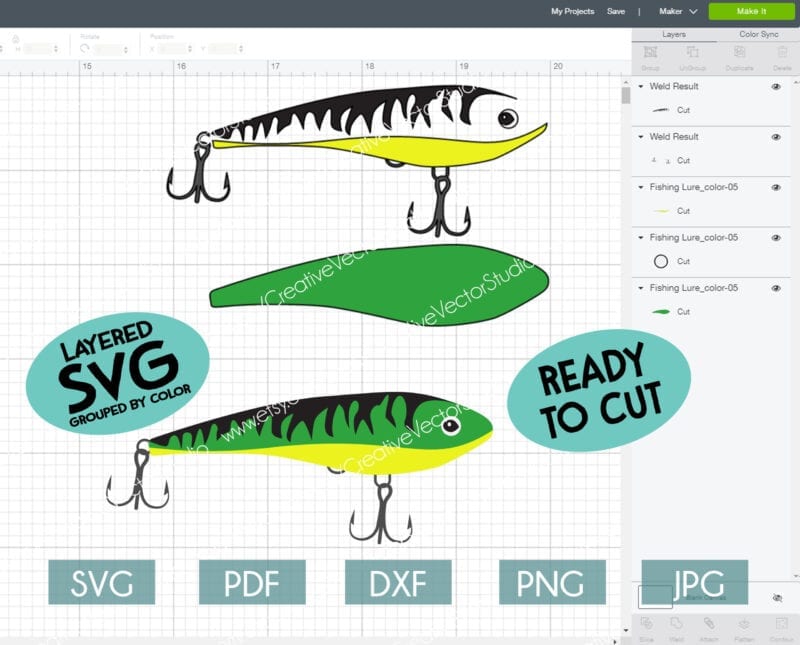colorful fishing lure svg