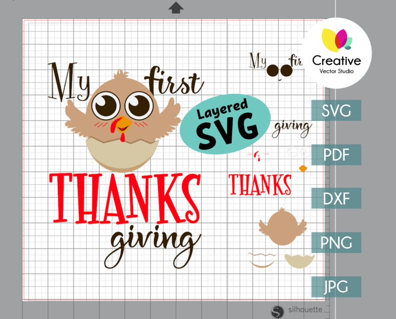 My First Thanksgiving layered svg cut file