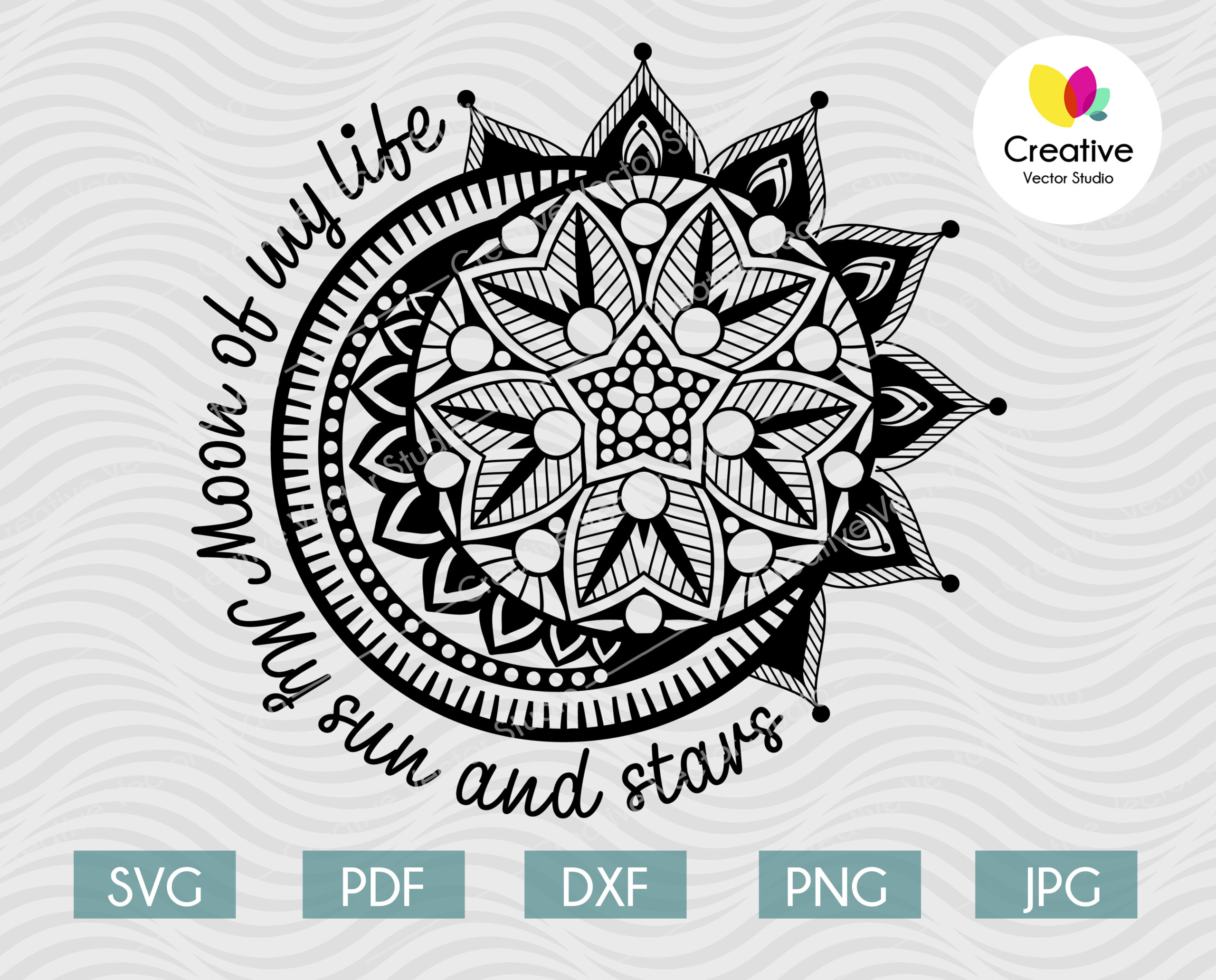 Download Moon Of My Life My Sun And Stars Mandala Svg Creative Vector Studio