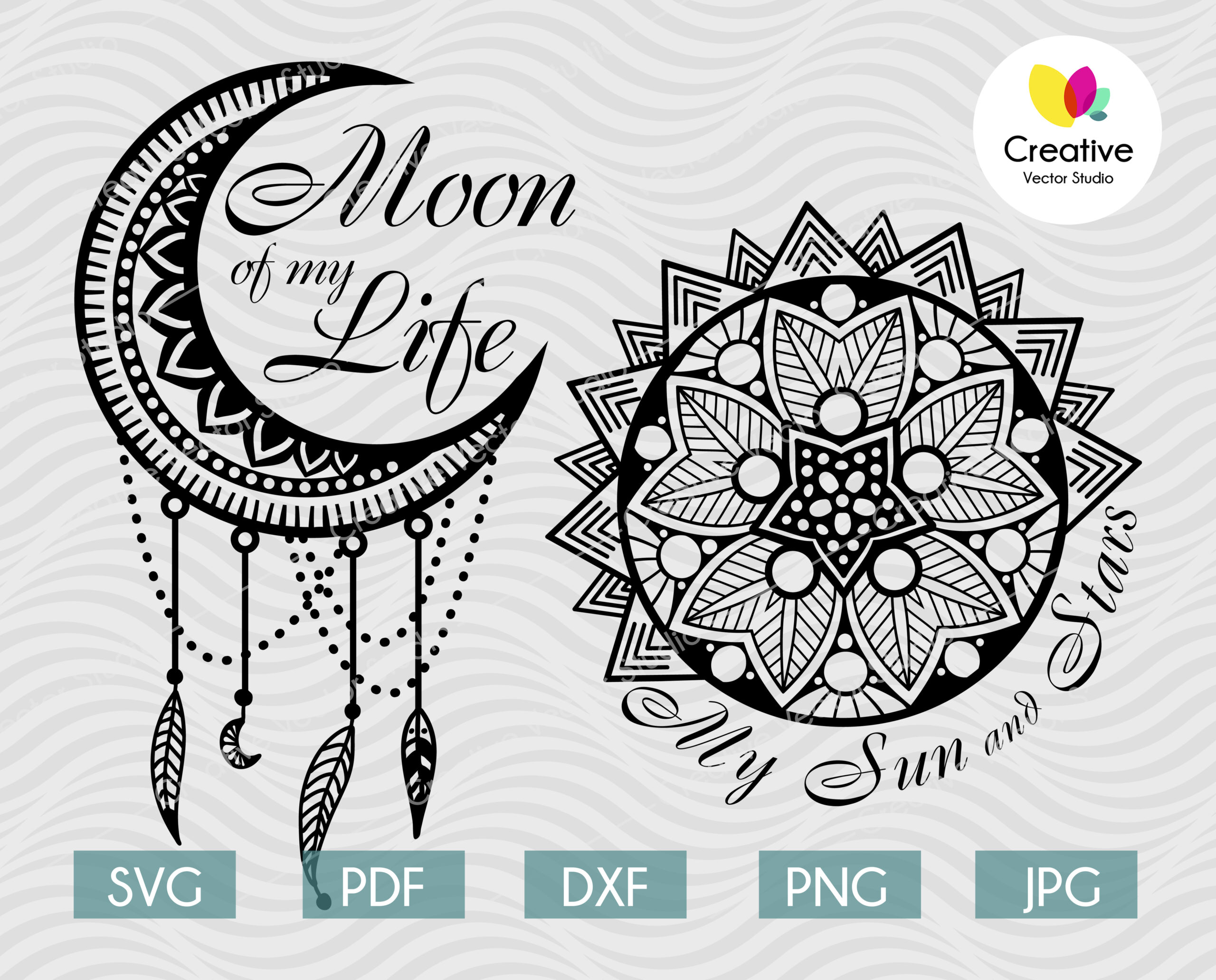 Moon Of My Life My Sun And Stars Mandala Svg Creative Vector Studio