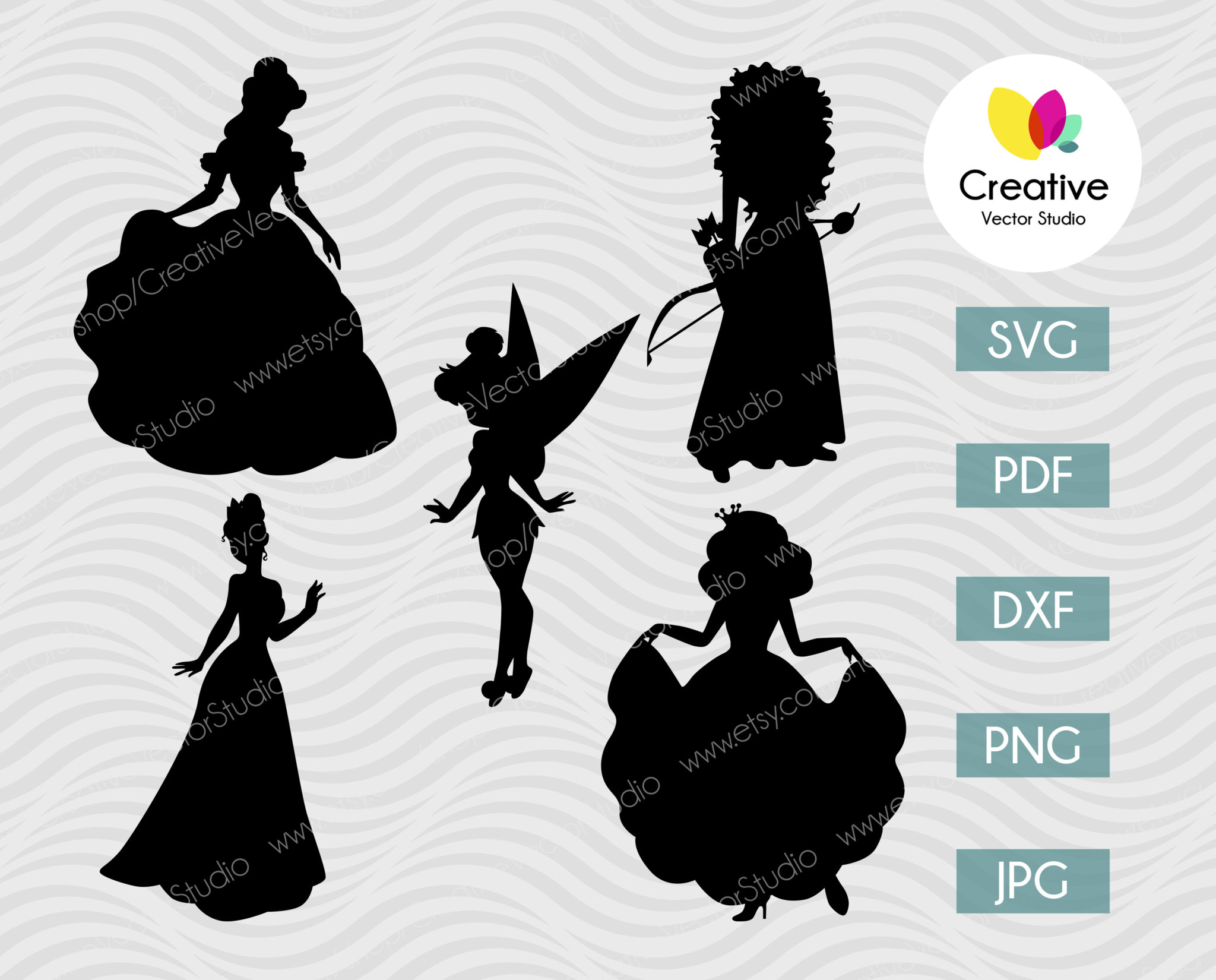 Princess SVG Bundle Cut File | Creative Vector Studio