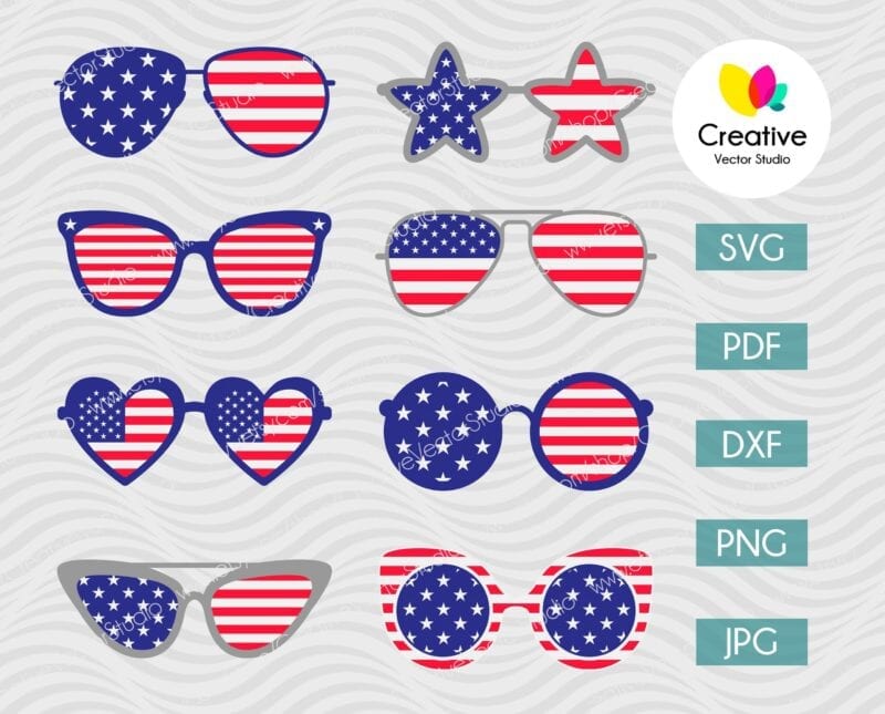 American Flag Sunglasses SVG Bundle, July 4th svg, Patriotic Sunglasses