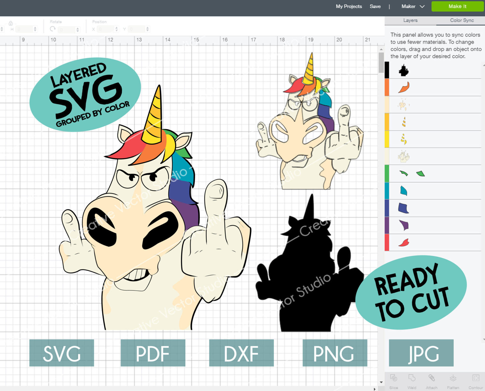 Angry Unicorn Middle Finger svg, Go to the Rainbow SVG ...