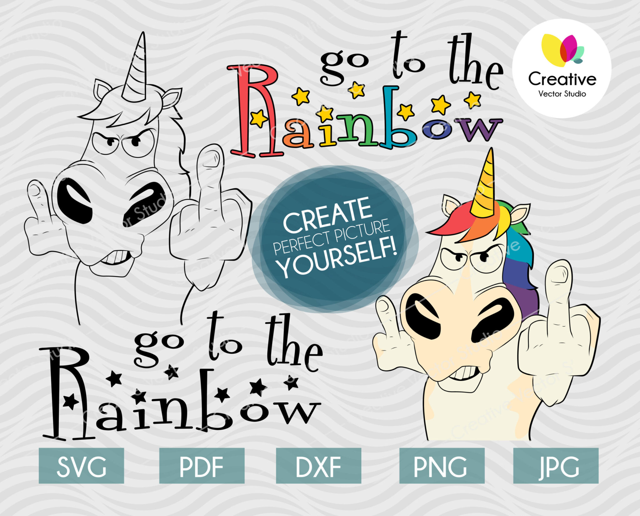 Download Angry Unicorn Middle Finger svg, Go to the Rainbow SVG ...
