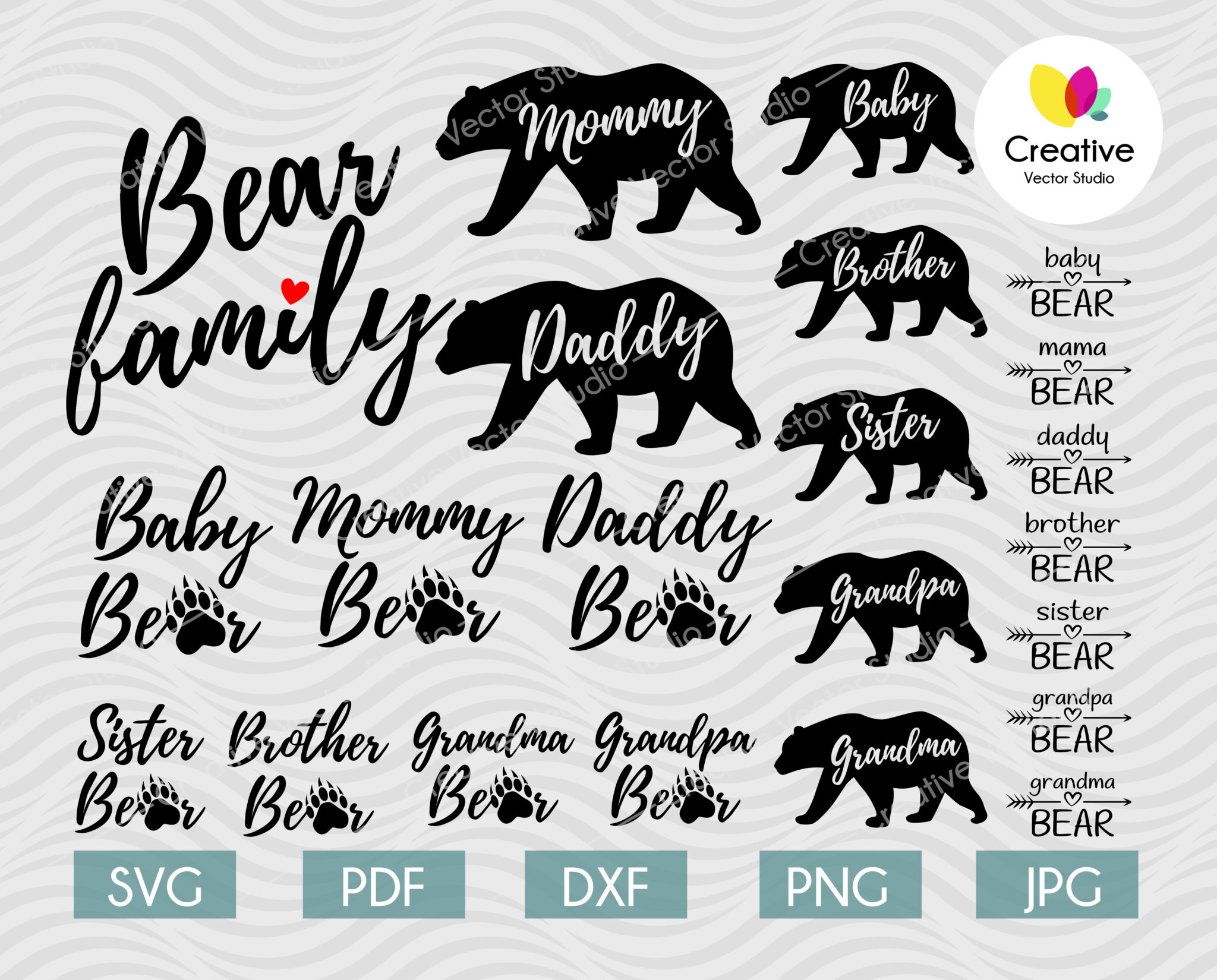 Download Bear Family SVG Bundle Cut File | Creative Vector Studio