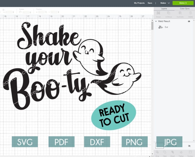 Shake your booty ghost svg cut file