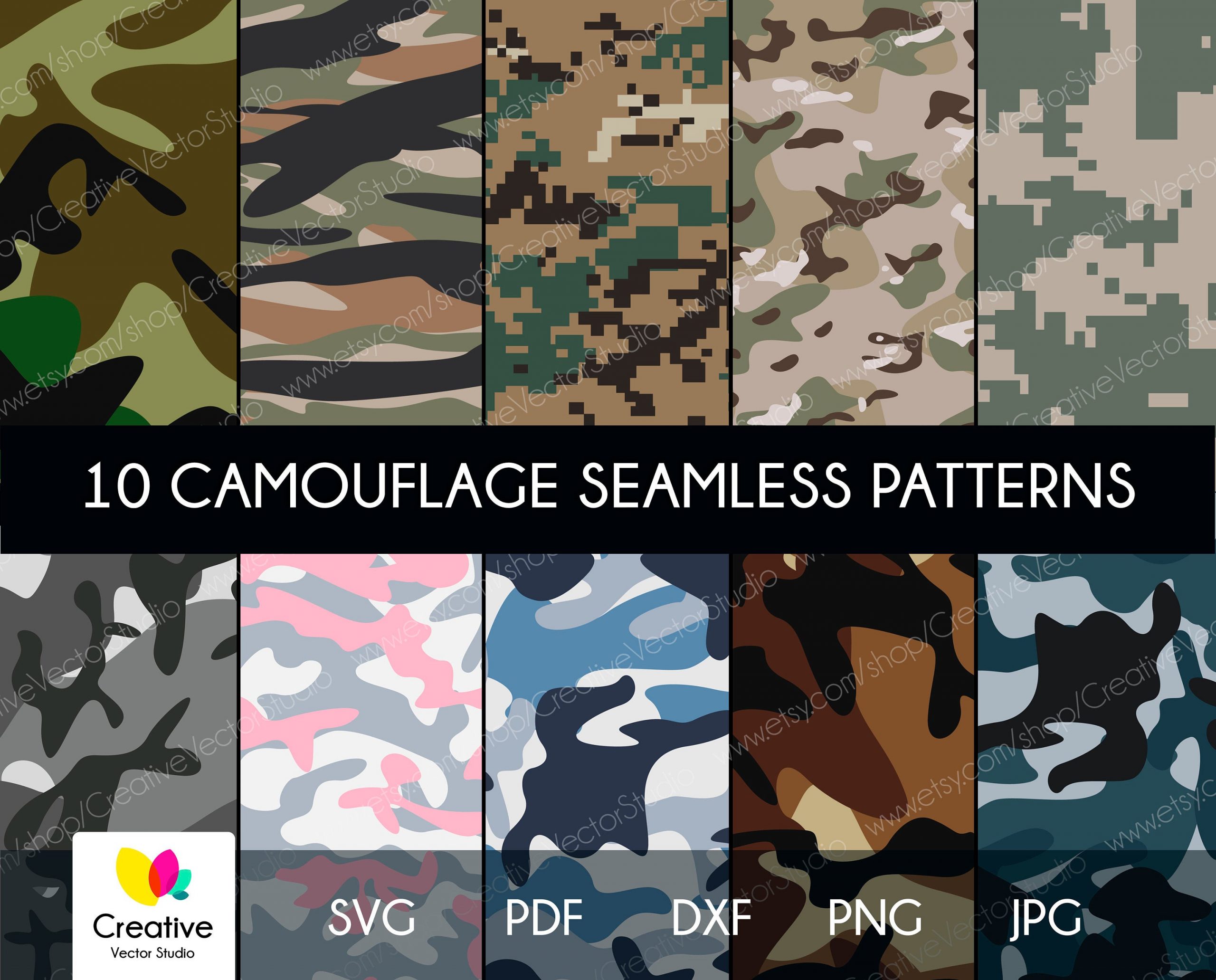 Camouflage Bundle SVG Seamless Patterns