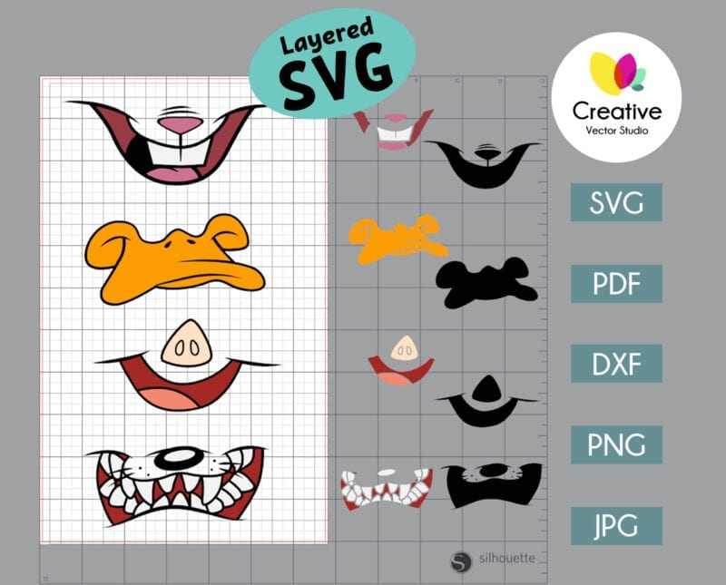 Monster Faces SVG Cut Files for Face Mask