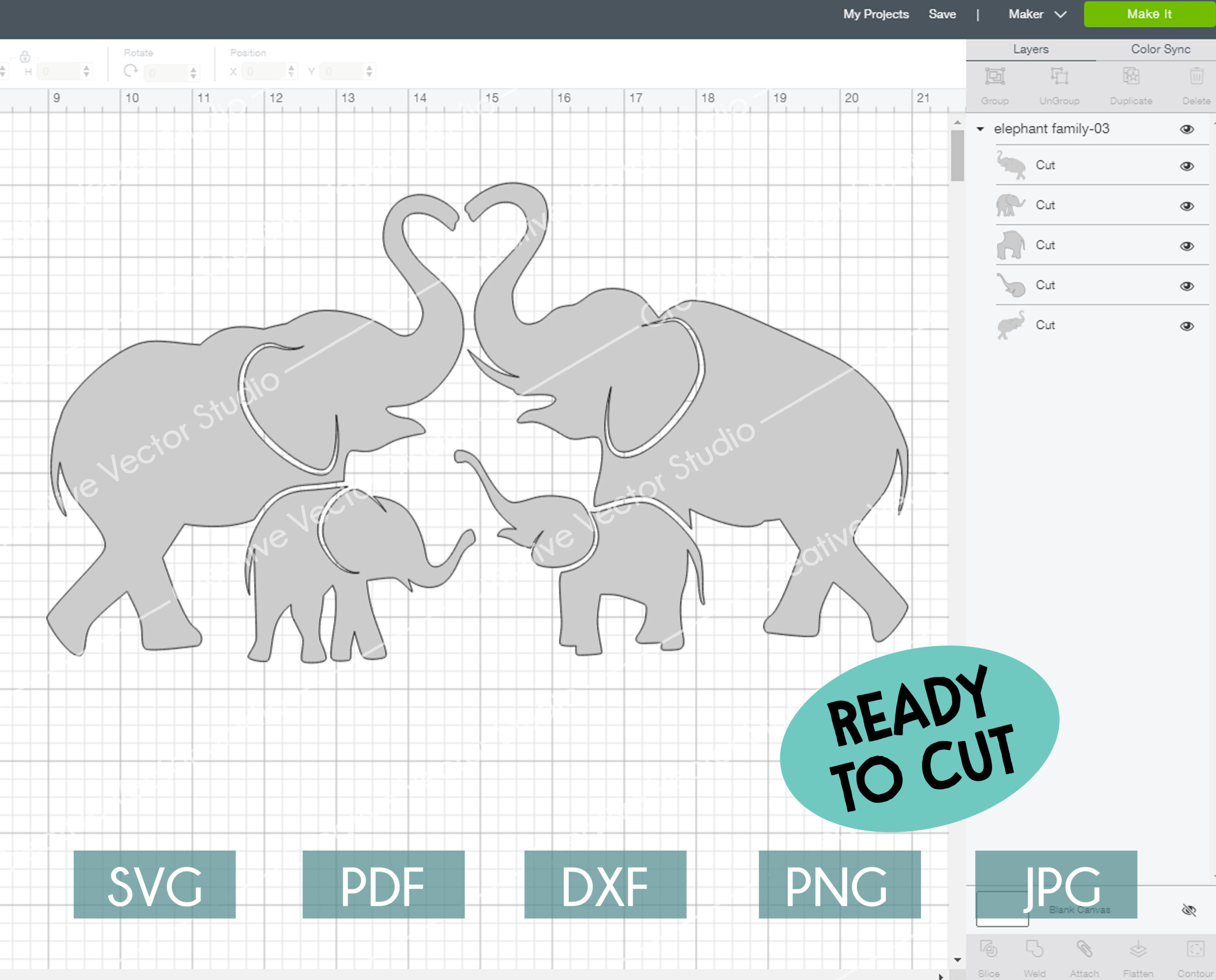 Elephant Family SVG Bundle | CreativeVectorStudio