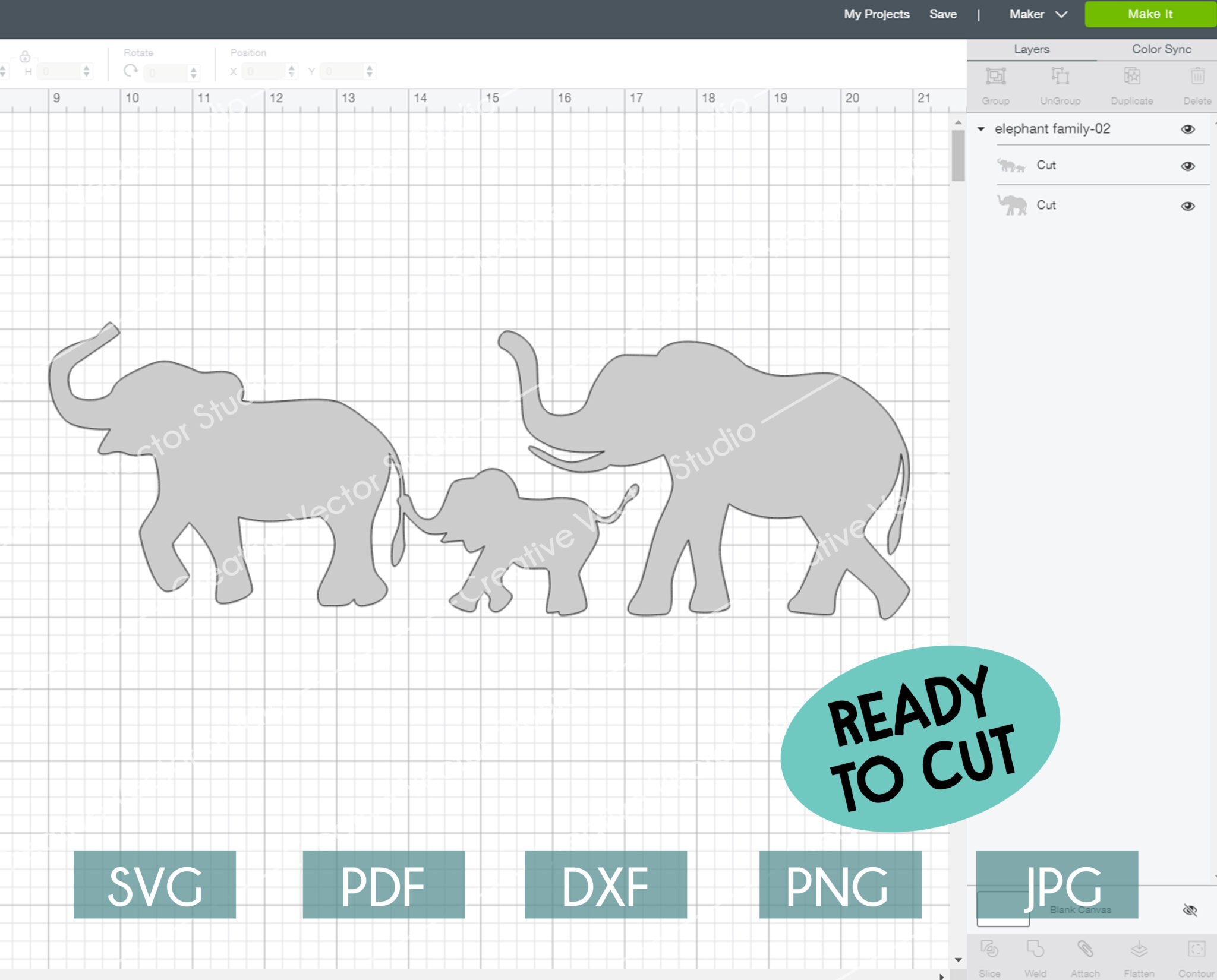 Free 330 Elephant Family Svg SVG PNG EPS DXF File