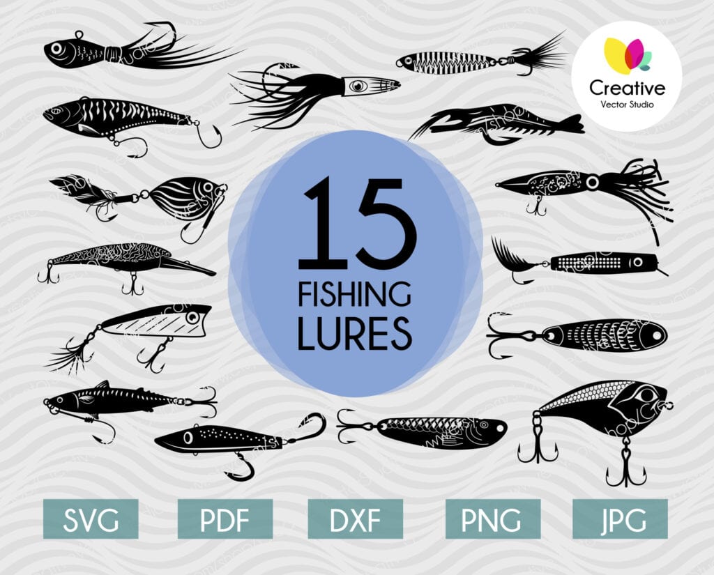 Fishing Lure SVG mega bundle, Fishing Lure Pattern, Fishing Bait, DXF