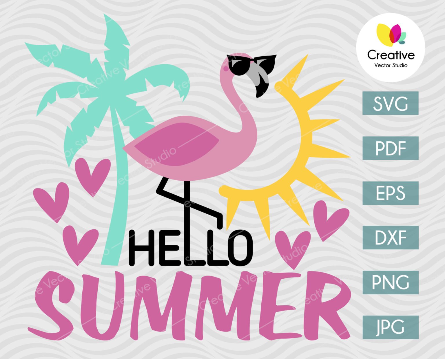 Hello Summer Flamingo SVG | Creative Vector Studio