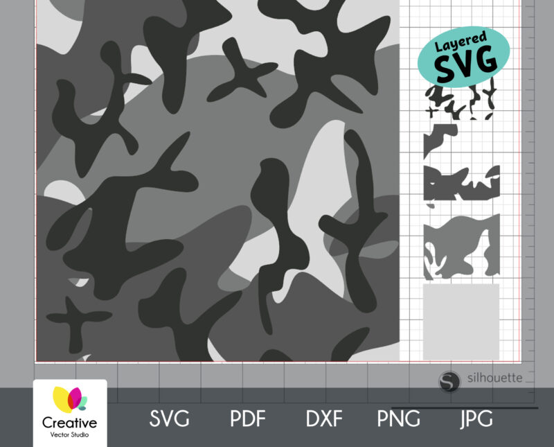 Gray Camouflage Seamless SVG Pattern