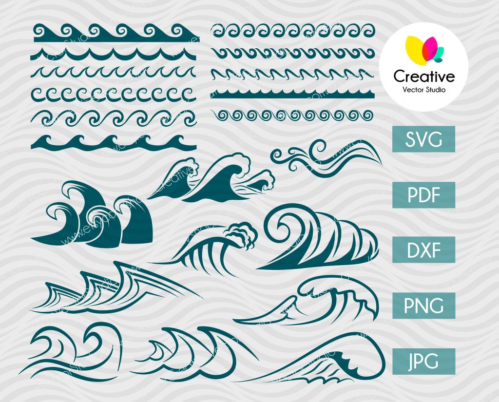 Wave SVG Bundle, Wave svg, Wave clipart, Wave cut files for Silhouette ...