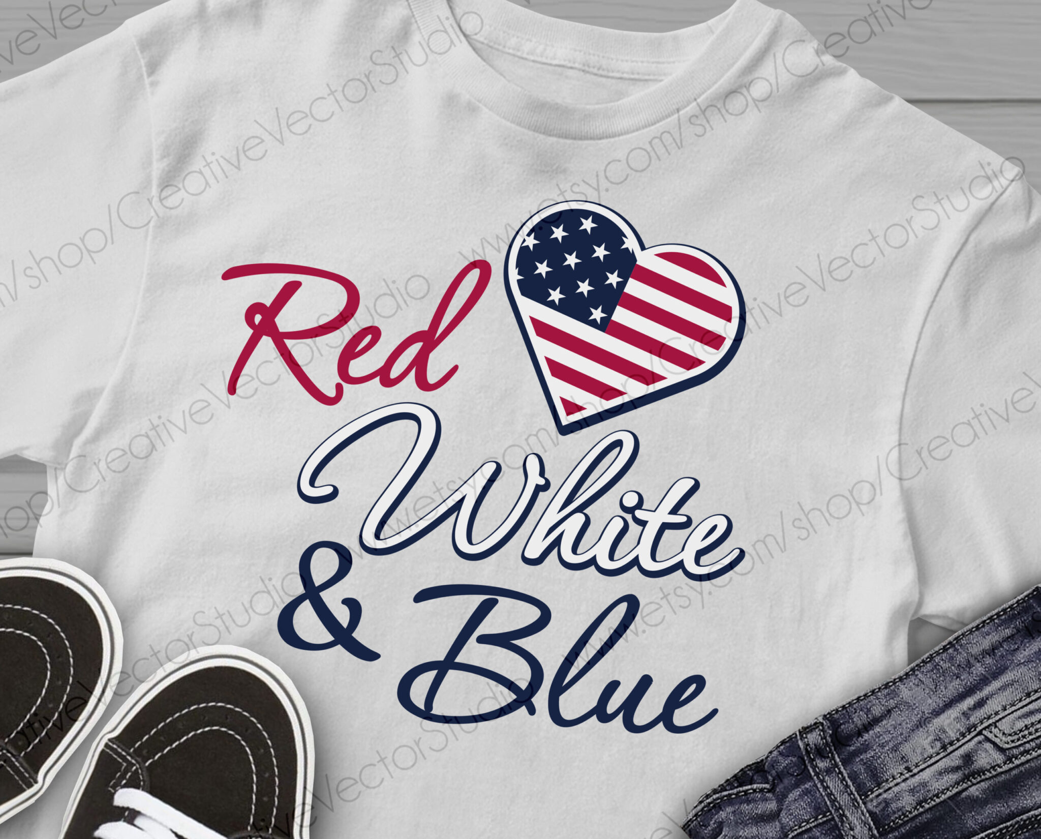 Red White and Blue SVG Cut File Image - Creative Vector Studio