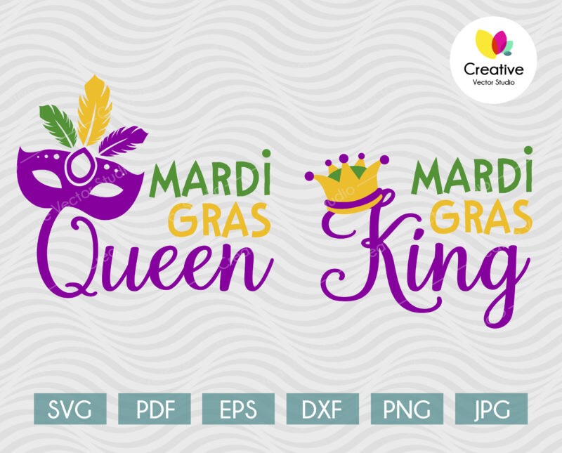 Queen and King of Mardi Gras svg