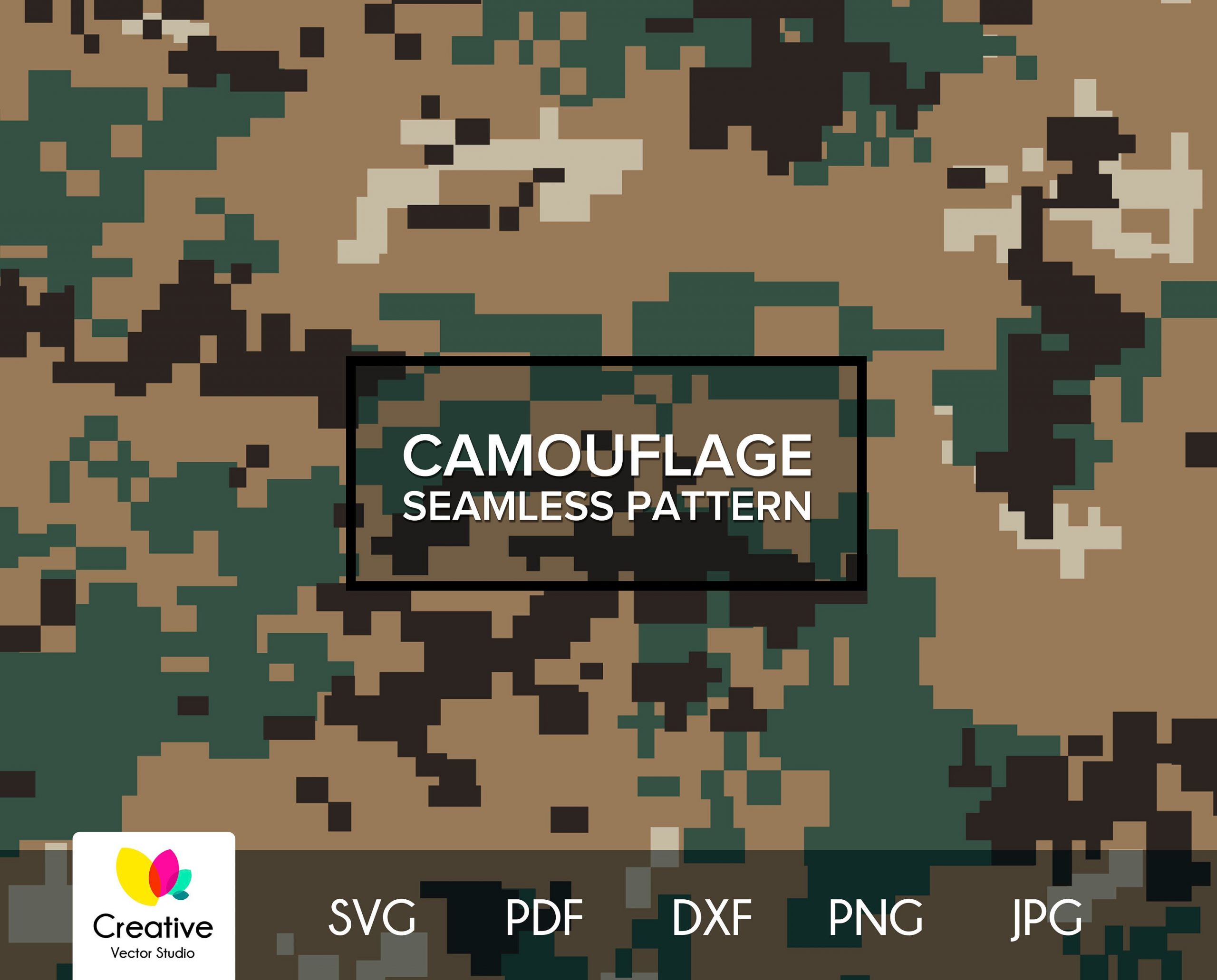 SVG Camouflage Military,Seamless Pattern Graphic by