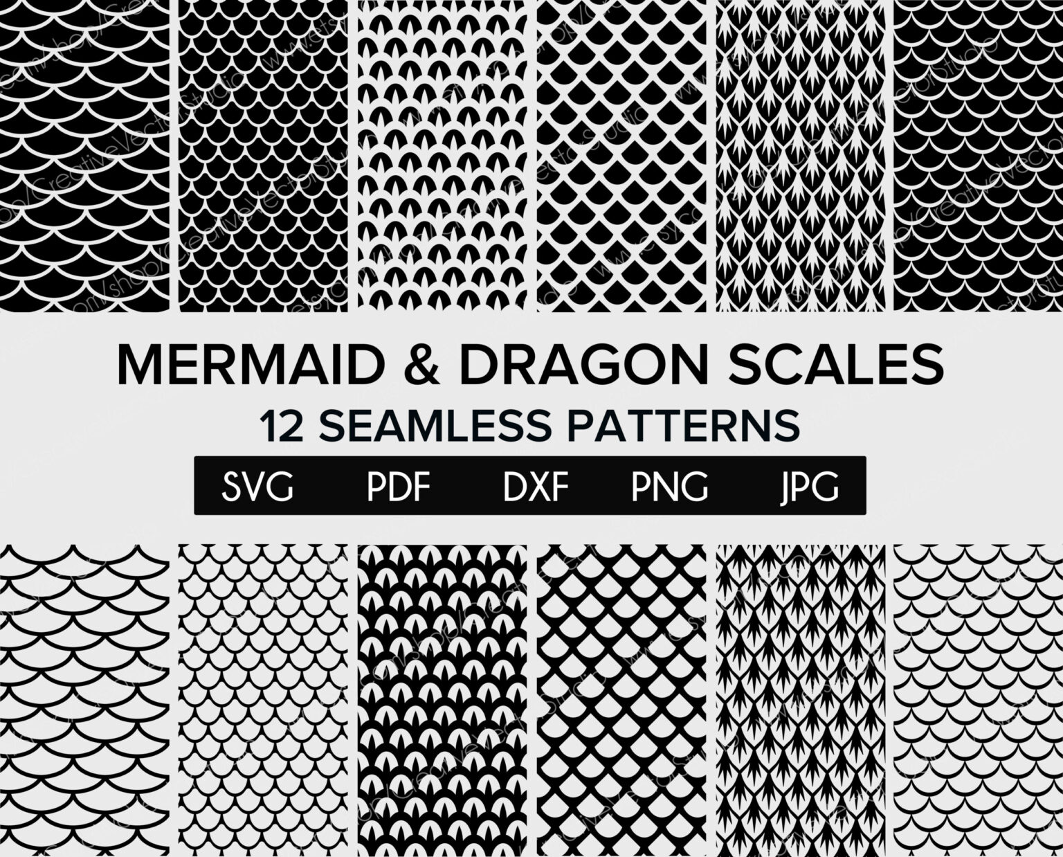 Mermaid and Dragon Scales SVG Bundle | Creative Vector Studio