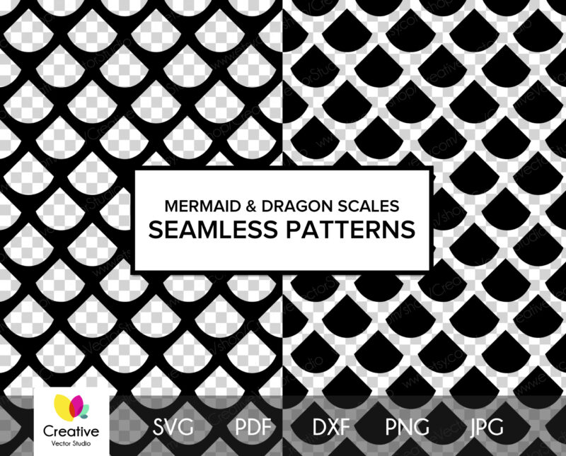 Mermaid Scales svg, Dragon Scales svg, Vector Seamless Scales Patterns
