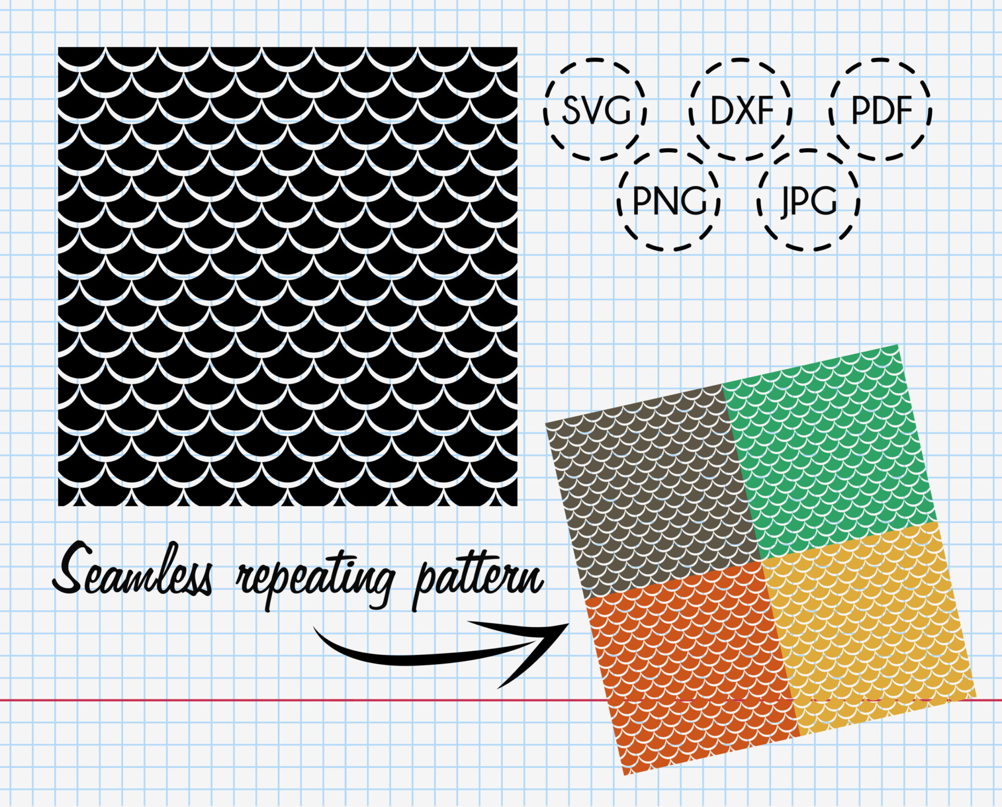 Mermaid Scales SVG Seamless Pattern #2 | Creative Vector ...