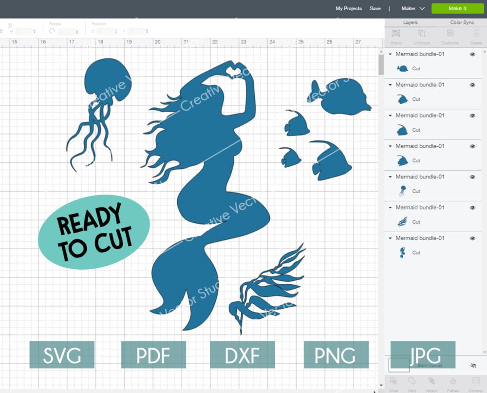 Mermaid SVG Bundle Cut File | Creative Vector Studio