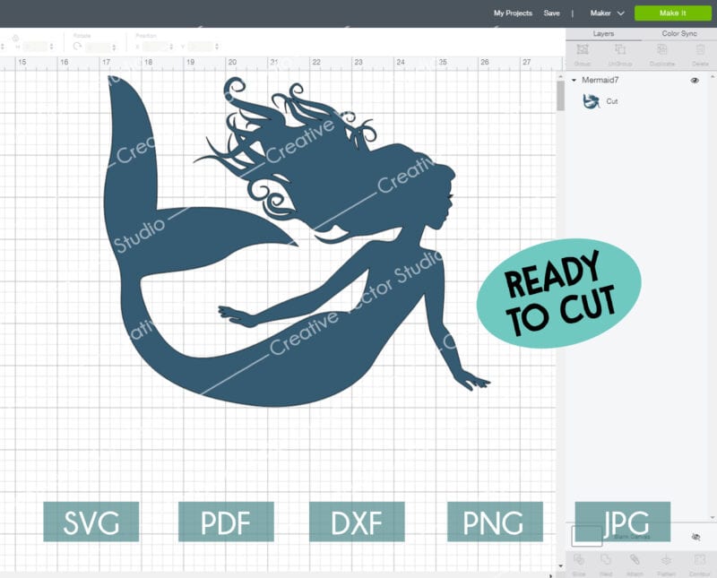 Mermaid SVG #5 Cut File Image - Creative Vector Studio