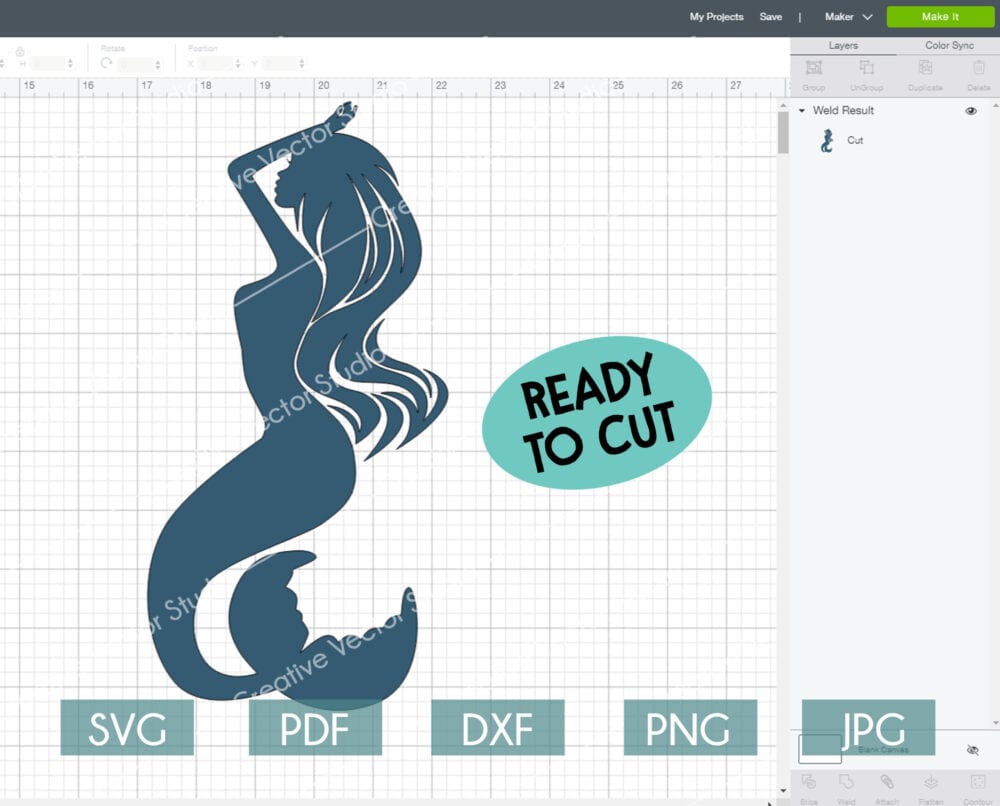 Mermaid SVG #6 Cut File Image - Creative Vector Studio