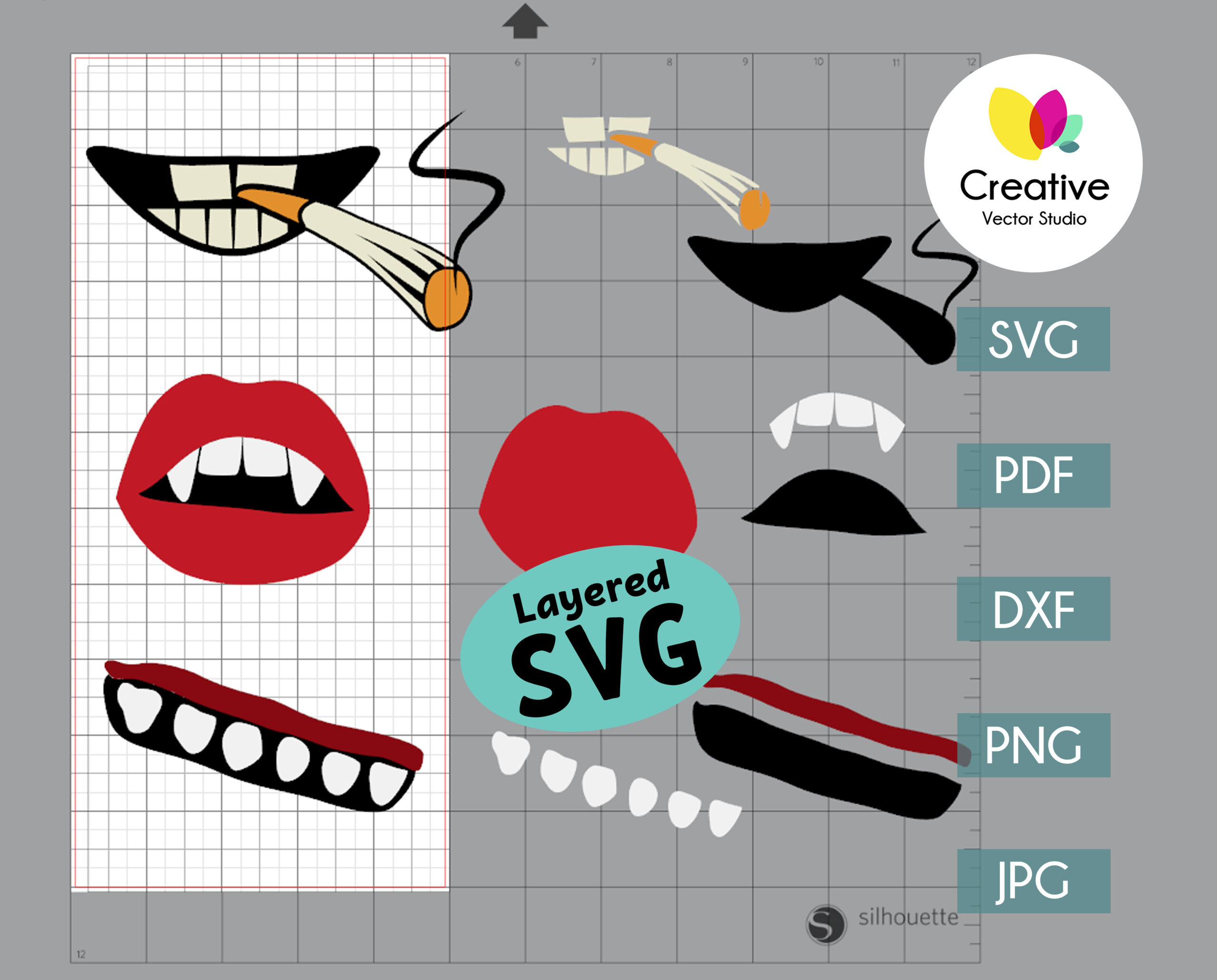 monster head SVG and PNG files. Files only.