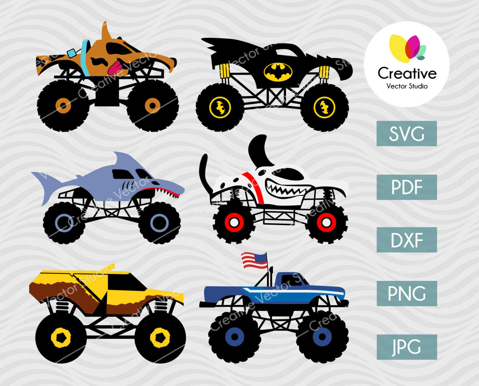 Download Monster Truck SVG Bundle #1 | Creative Vector Studio