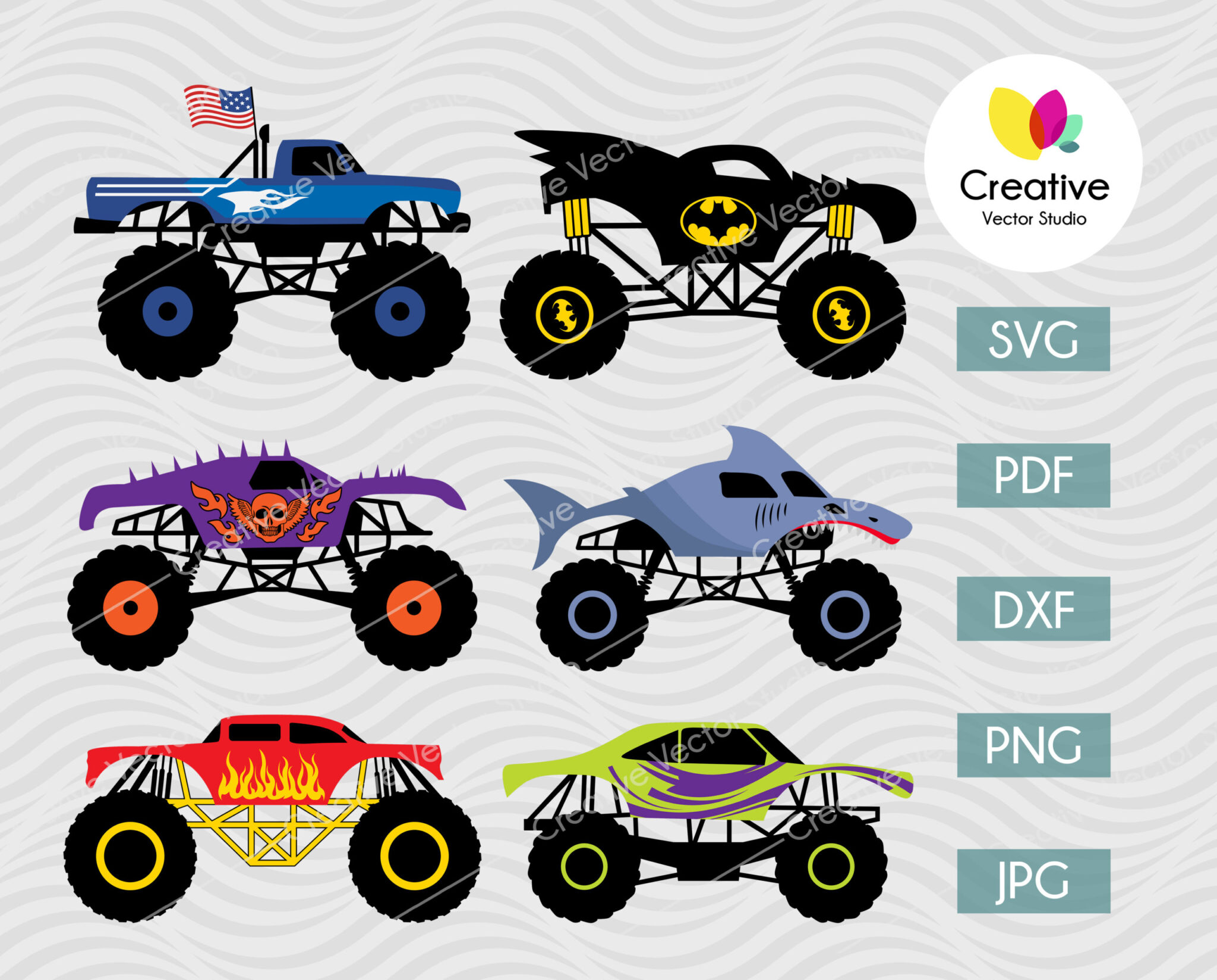 Monster Truck SVG Bundle #4 | Creative Vector Studio