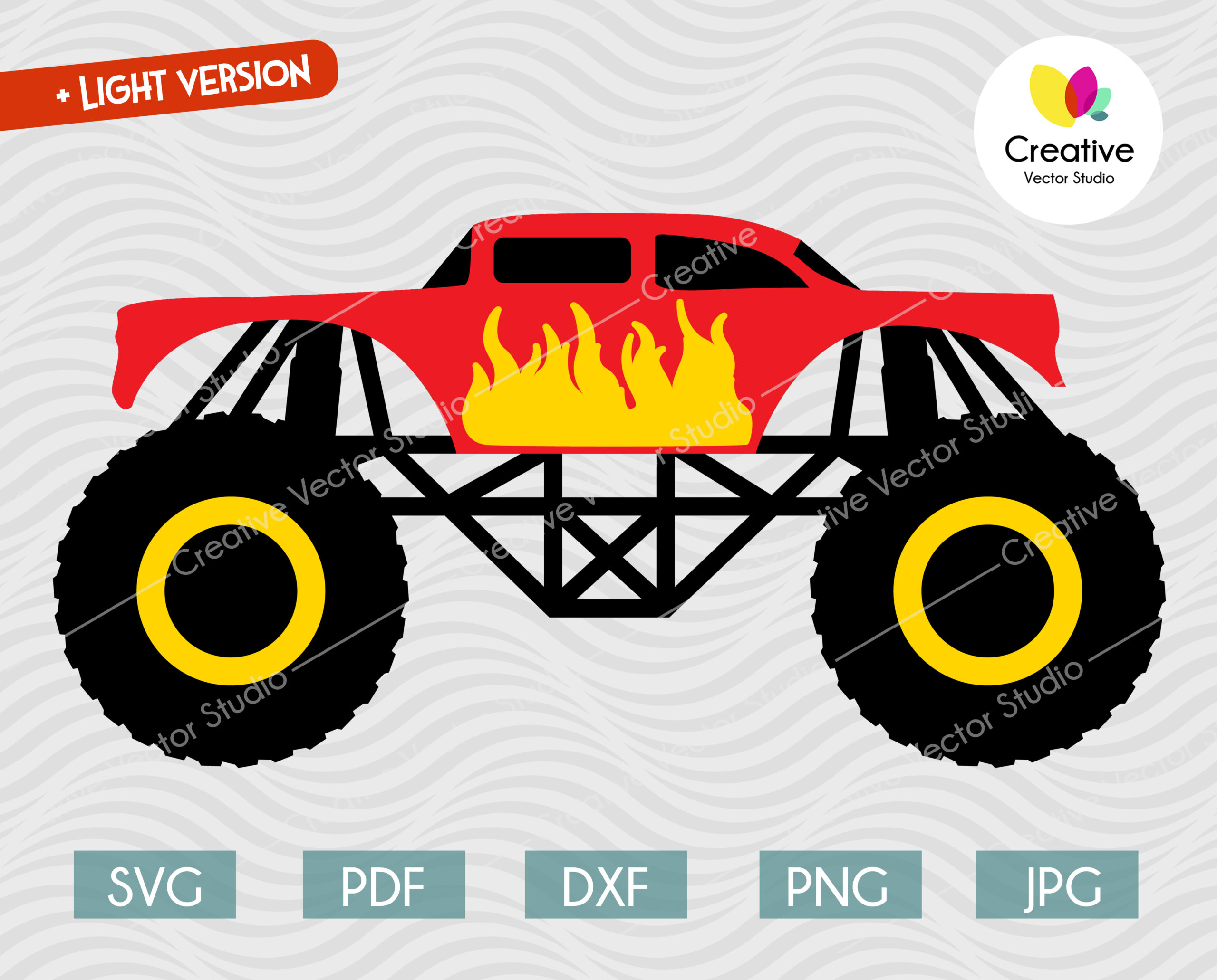 Download Monster Truck SVG, Truck Jam, Burning Monster Truck Racing Car, Big Truck vector design, Clipart ...