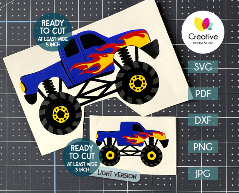 Monster Truck with Flames SVG