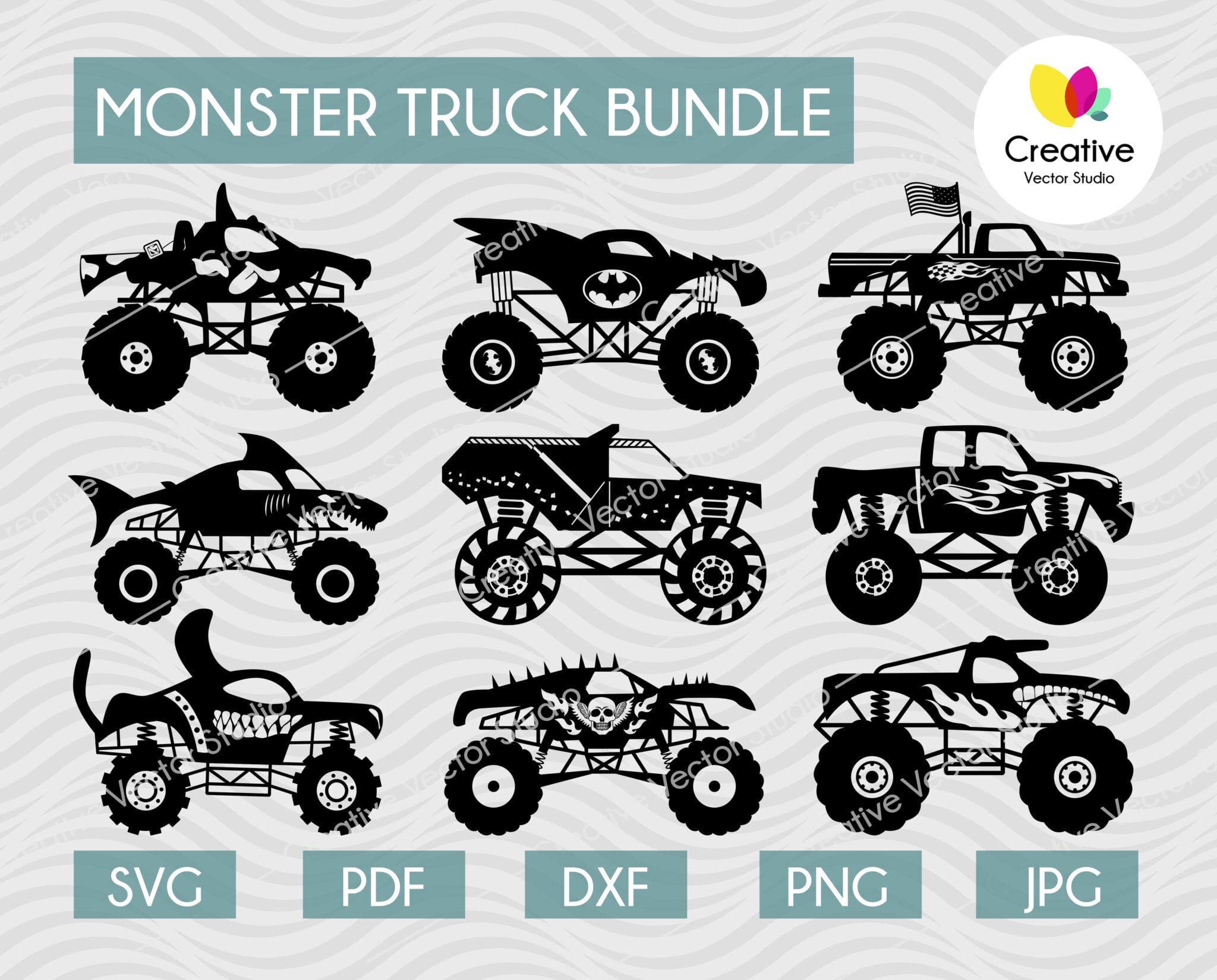 Download Monster Truck SVG, Monster Truck Silhouette, Monster Jam svg, Crazy Animal Monster Truck svg ...