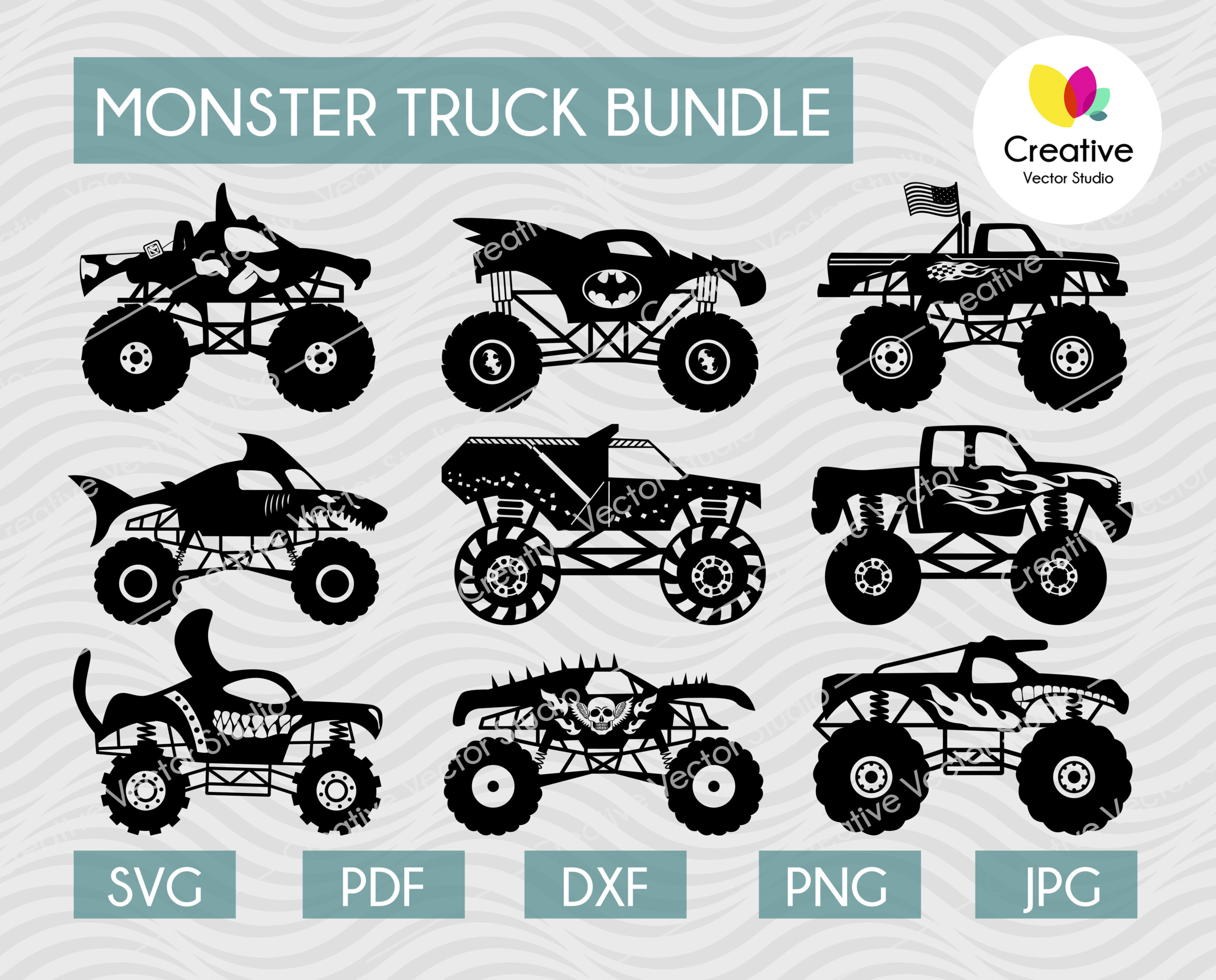Download Monster Truck Svg Bundle 5 Creative Vector Studio