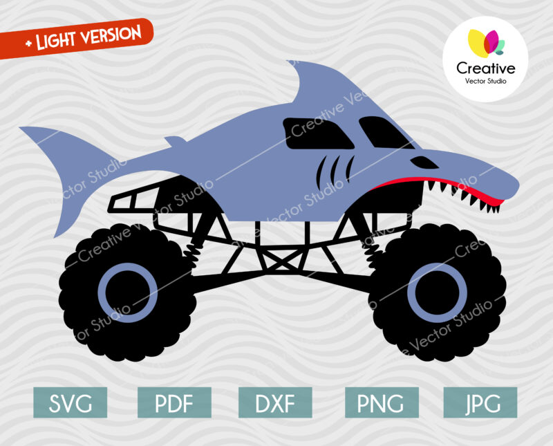 Shark Monster Truck SVG, DXF, Monster Jam Racing Car, Birthday Monster
