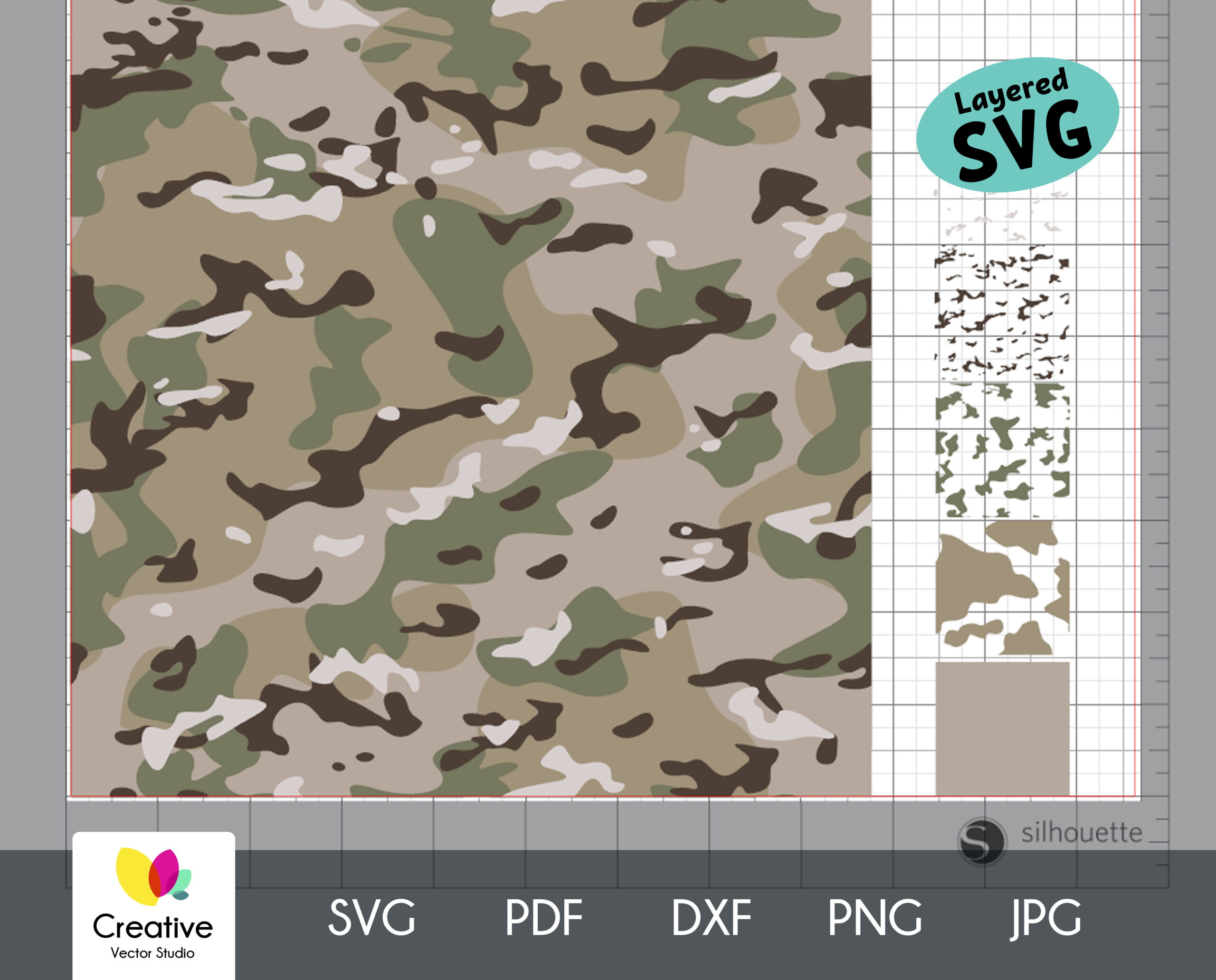 Multicam Camouflage SVG Seamless Pattern - Creative Vector Studio