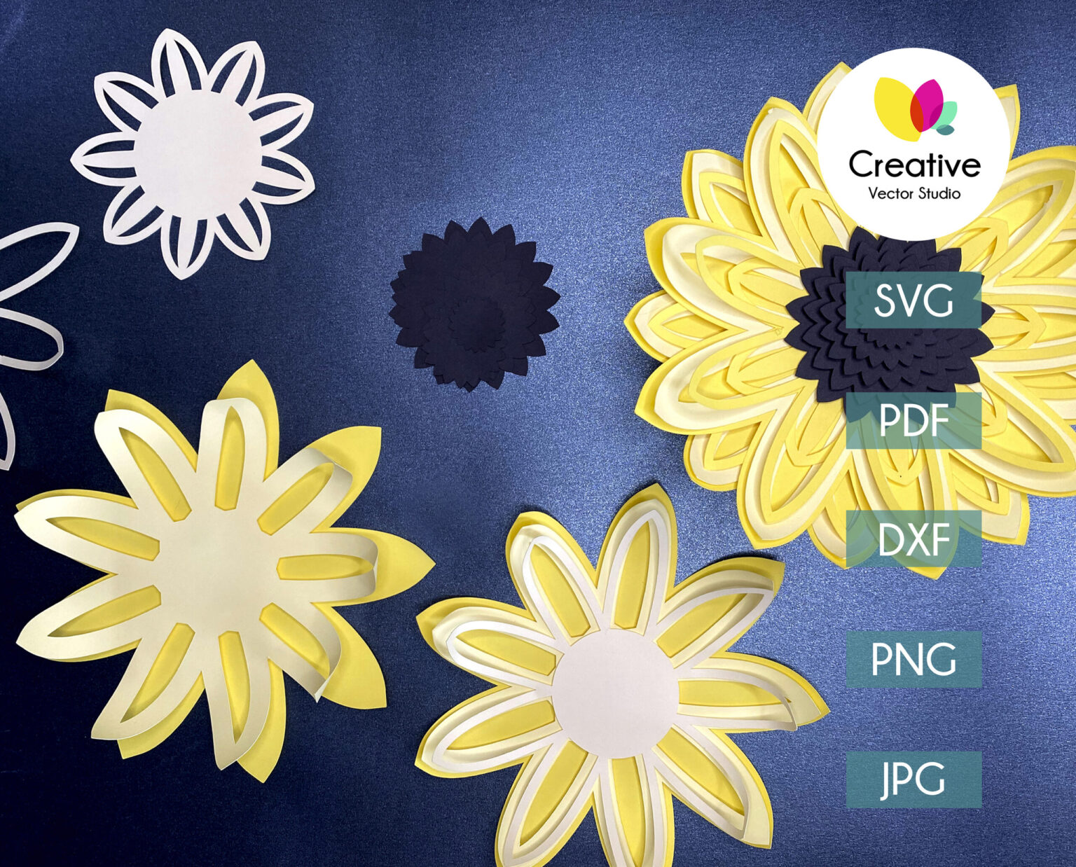Sunflower SVG, DIY Paper Sunflower Craft Template, 3D ...