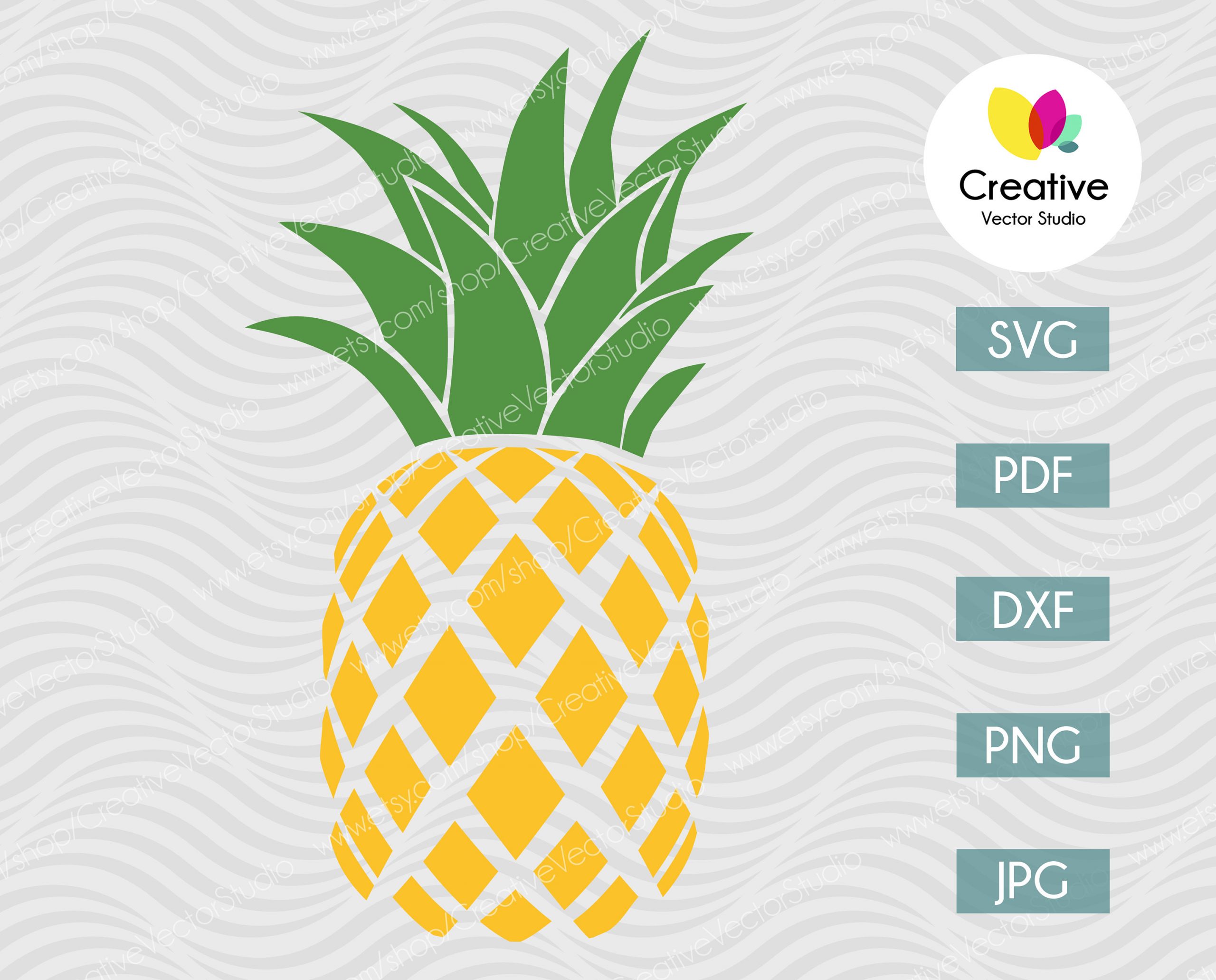 Pineapple Print Svg Svg Files Pdf Dxf Pineapple Svg Pineapple Clipart ...