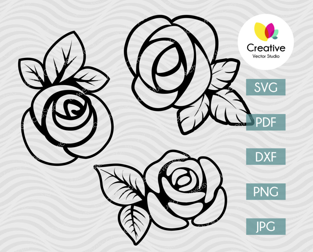 Rose Flower SVG Bundle Cut File | Creative Vector Studio